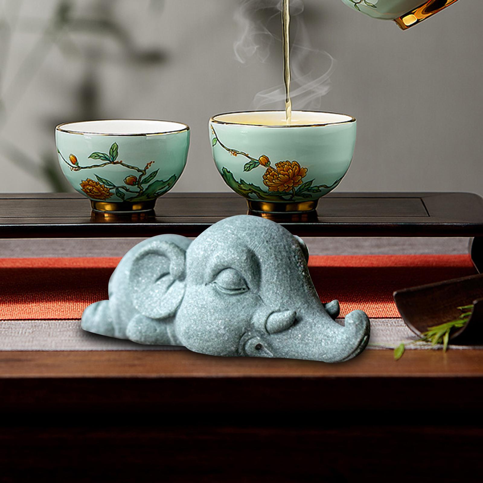 Green Sandstone Animal Mini Tea Pet Figurine Decoration Souvenir Elephant