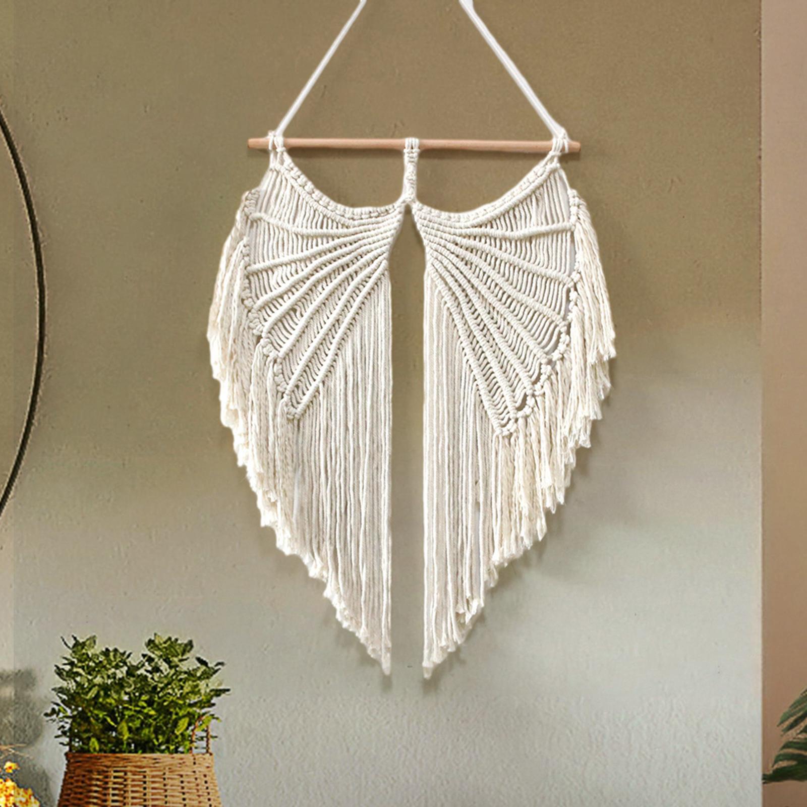 Macrame Wall Hanging Home Party Handmade Fringe Bedroom Angel Wing Tapestry