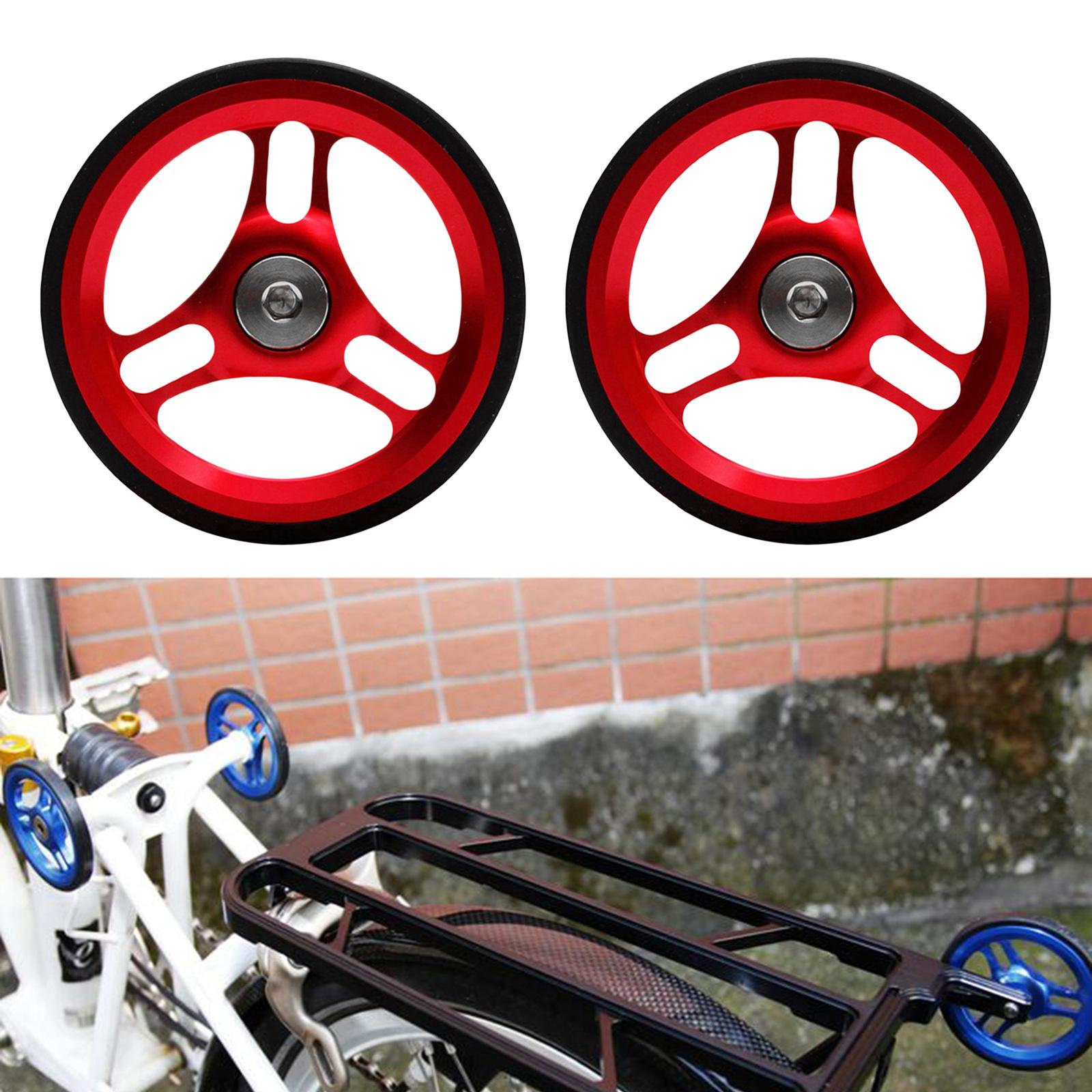 Folding Bike Easy Wheel EZ Wheels for Brompton Traveling Rack Red