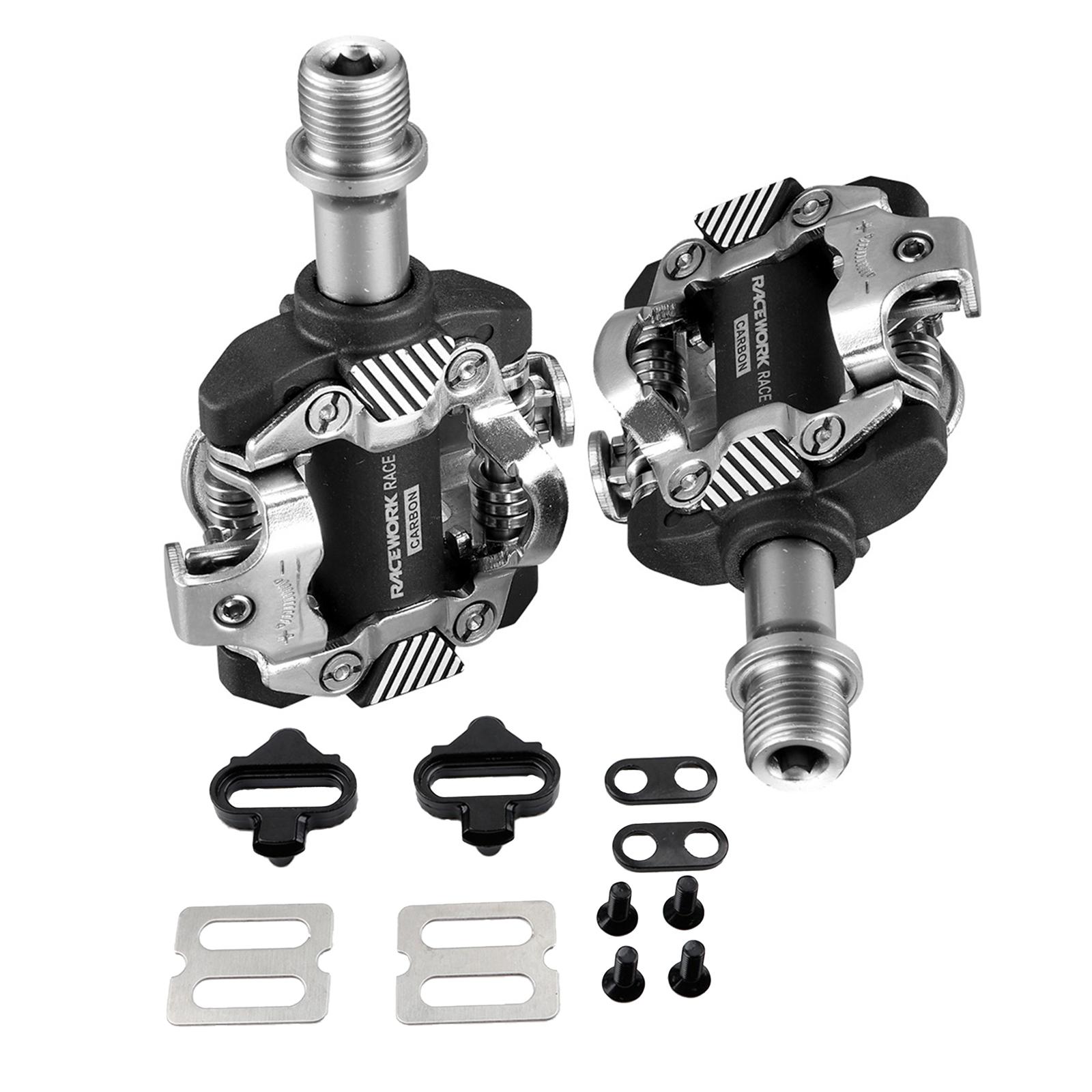 Deluxe Bike Pedals Cleats Set Locking MTB Road Bicycle Clipless Pedal Silver