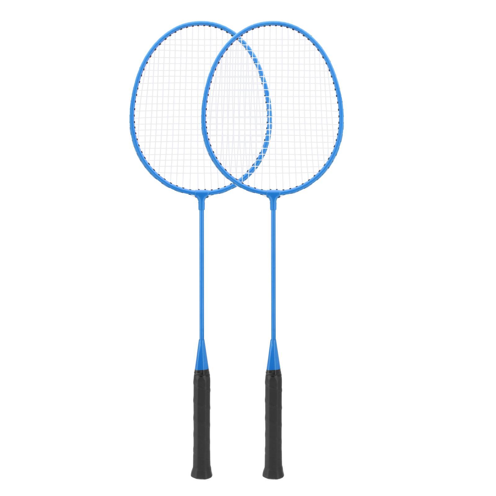 2Pcs Badminton Rackets with 3 Nylon Balls Family Training Badminton Racquets Blue