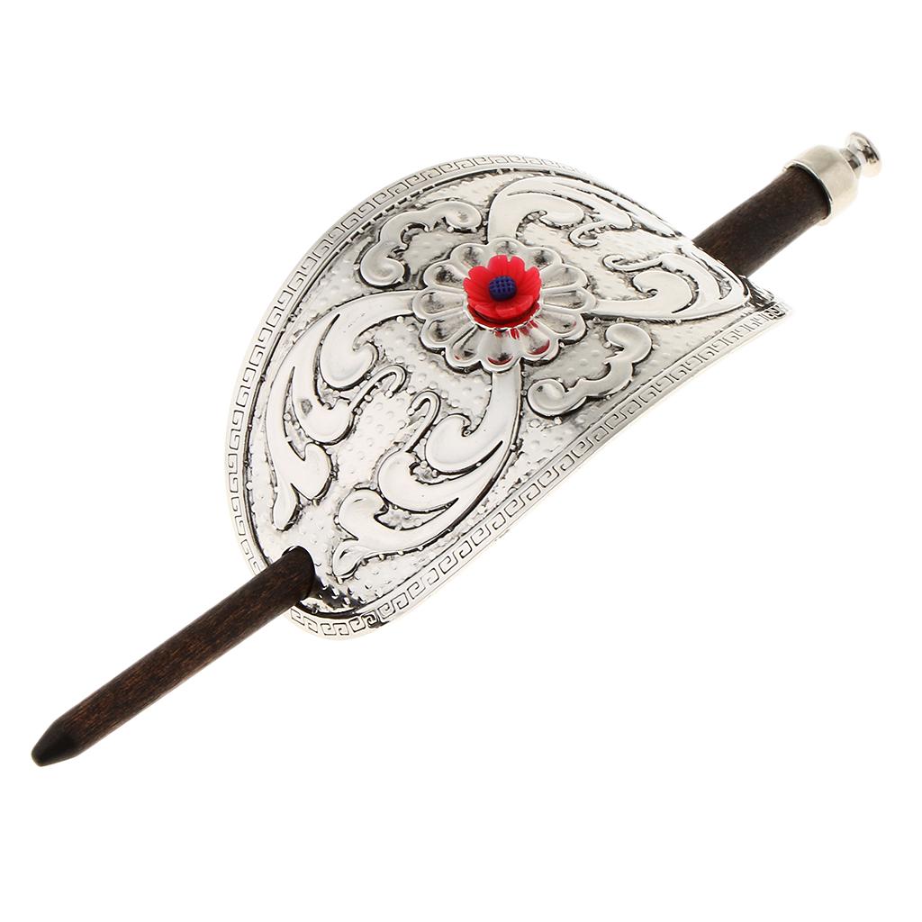 Handmade Carved Wooden Hair Clip With Stick 12