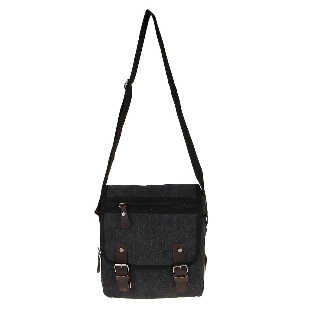 Mens Canvas Shoulder Bag Crossbody Business Bags Handbag Travel Bag Black