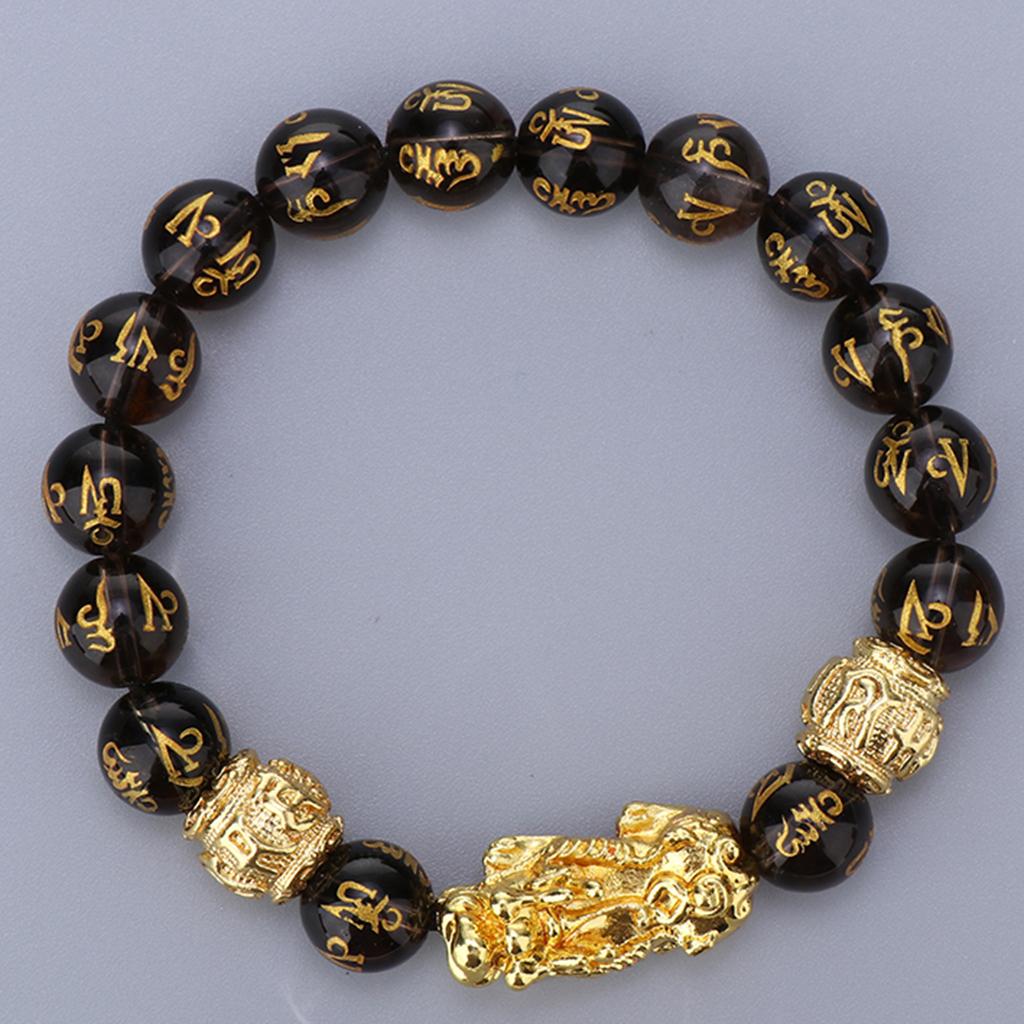 Feng Shui Porsperity Hand Carved Bead Bracelet with Pi Xiu Attract