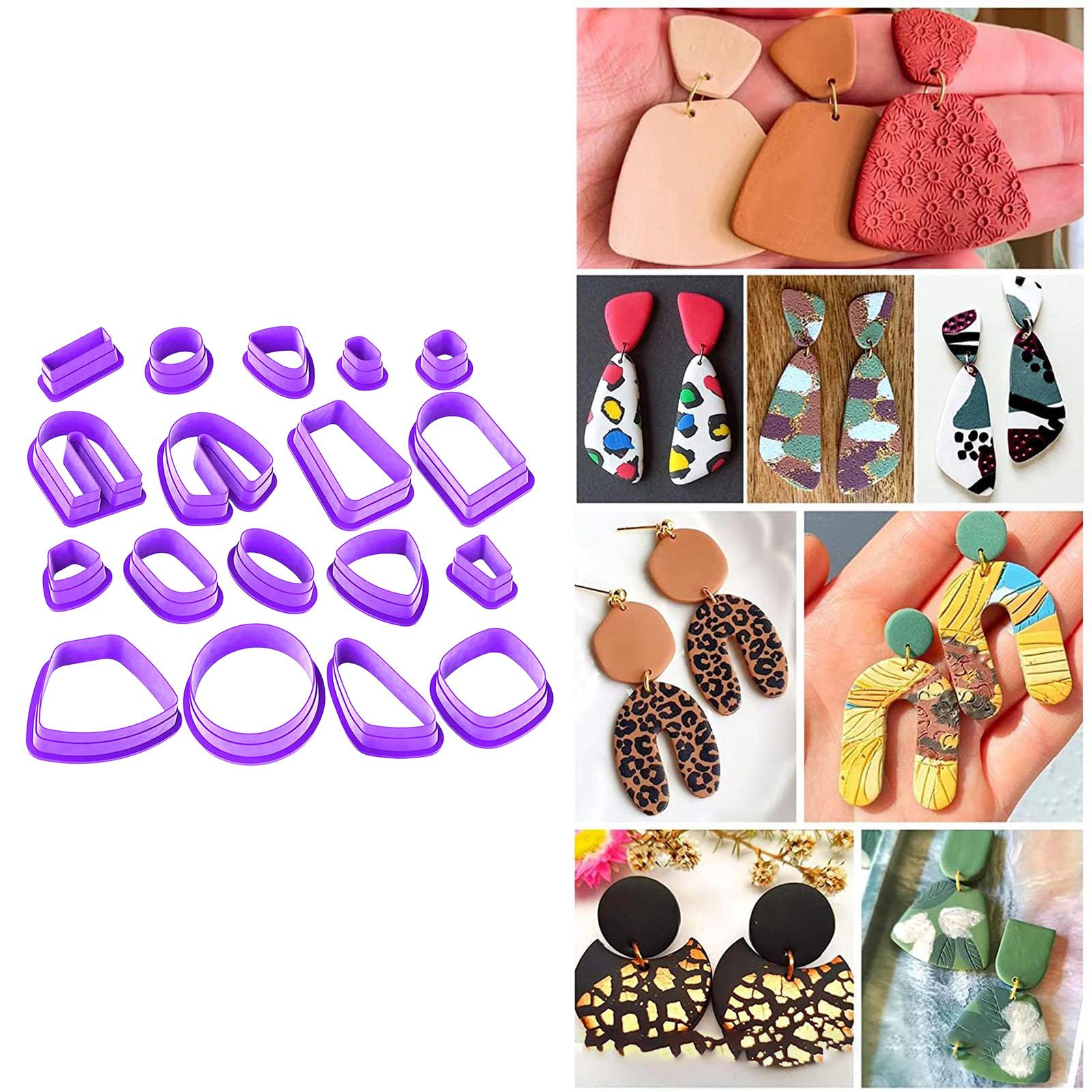 2x18 Pieces Plastic Polymer Clay Cutters Earring Making Kit Shapes Kids Molds