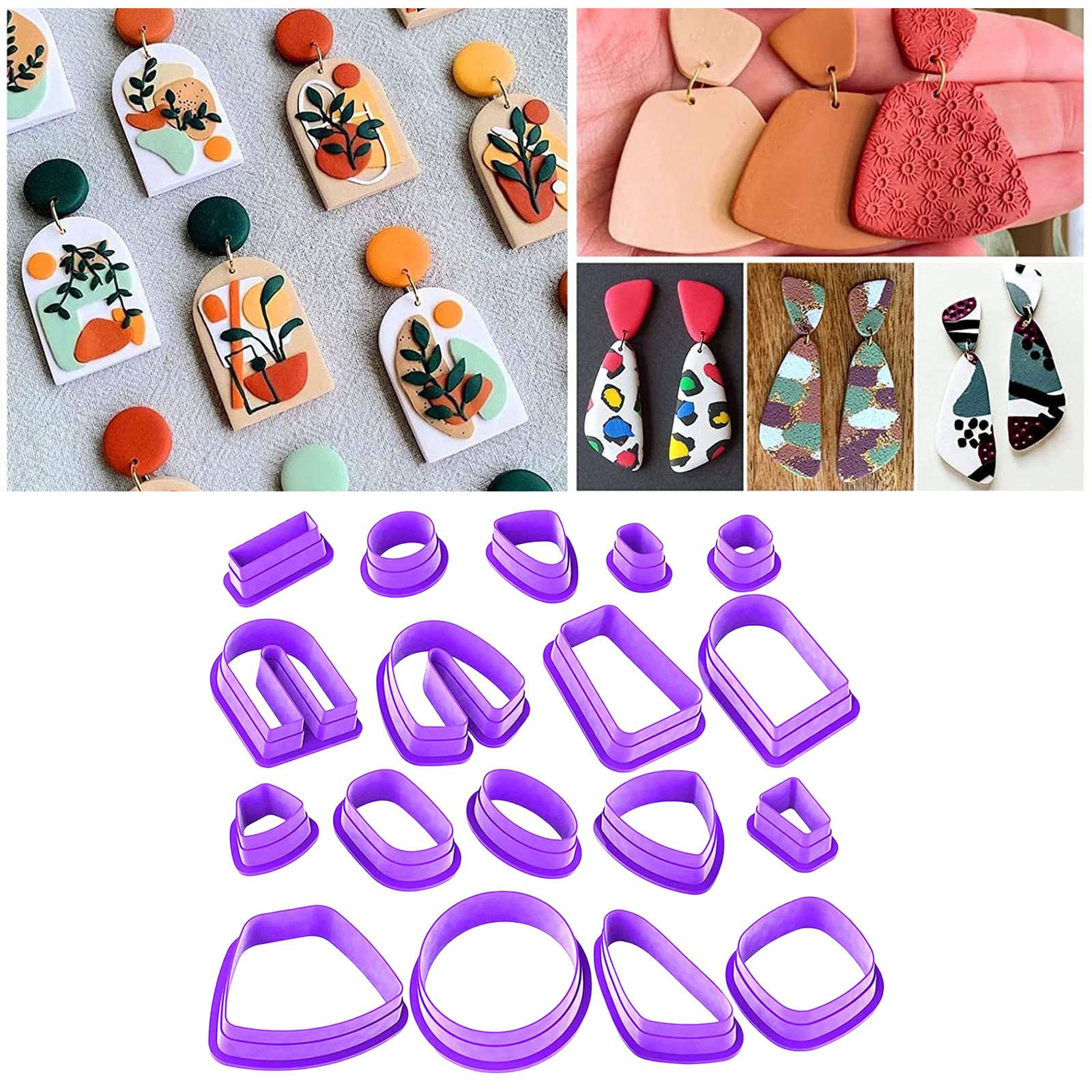 18 Pieces Plastic Polymer Clay Cutters Earring Making Kit Shapes Kids Molds