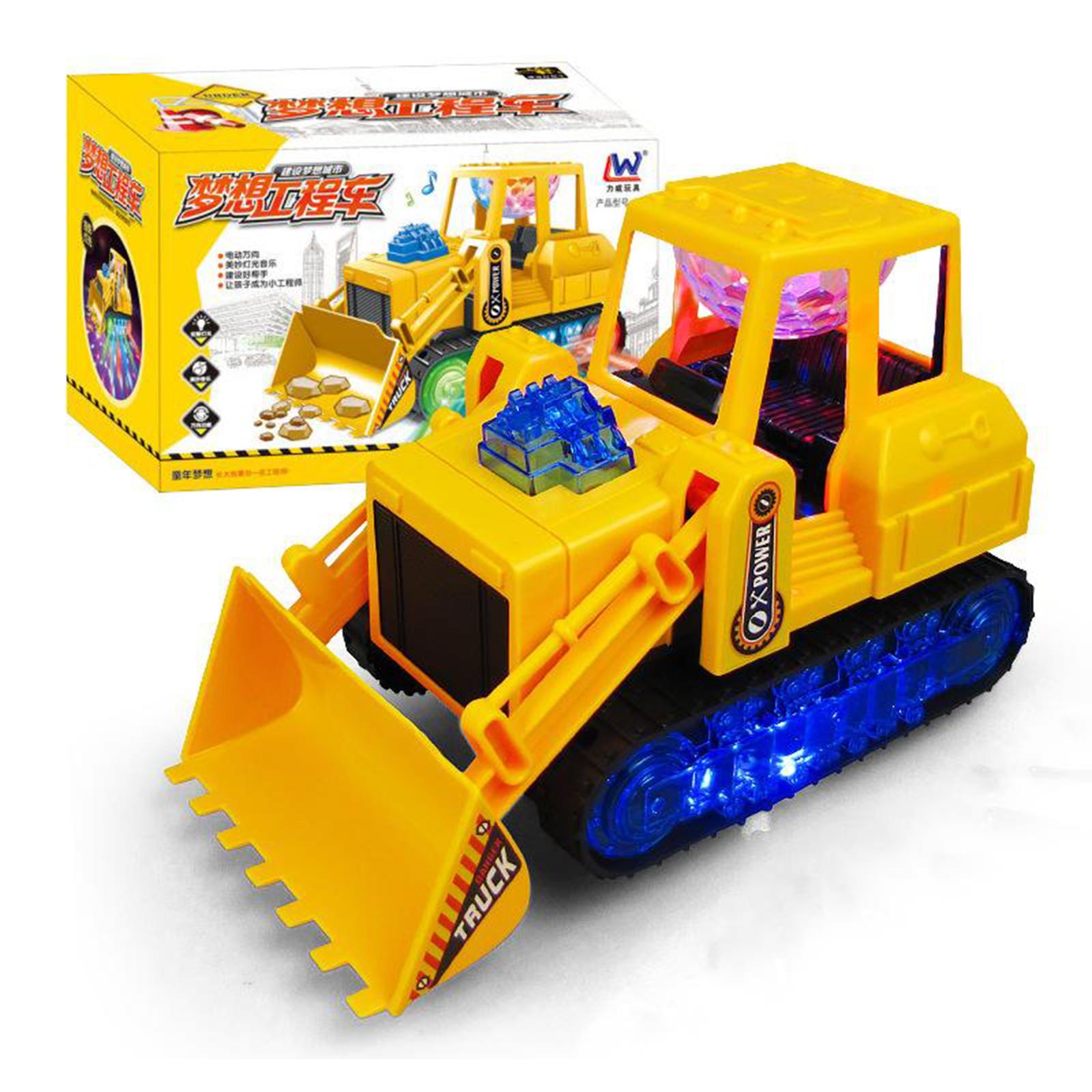 Engineering Vehicle Model Mini Car Truck Electric Bulldozer With LED Light