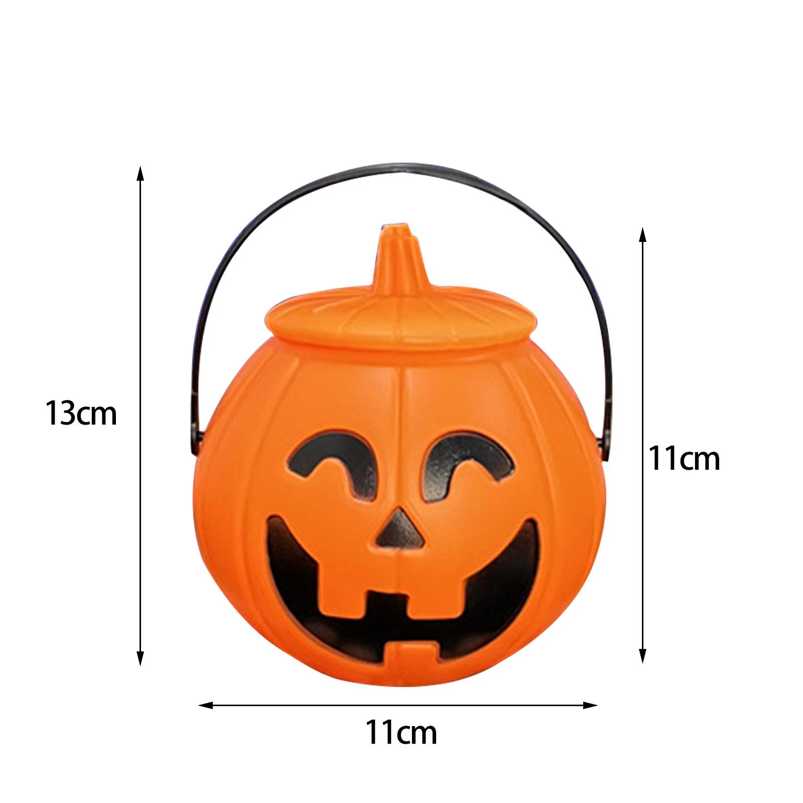 2xHalloween Pumpkin Buckets Props Jar with Lid Gift Basket Candy Bucket Holder