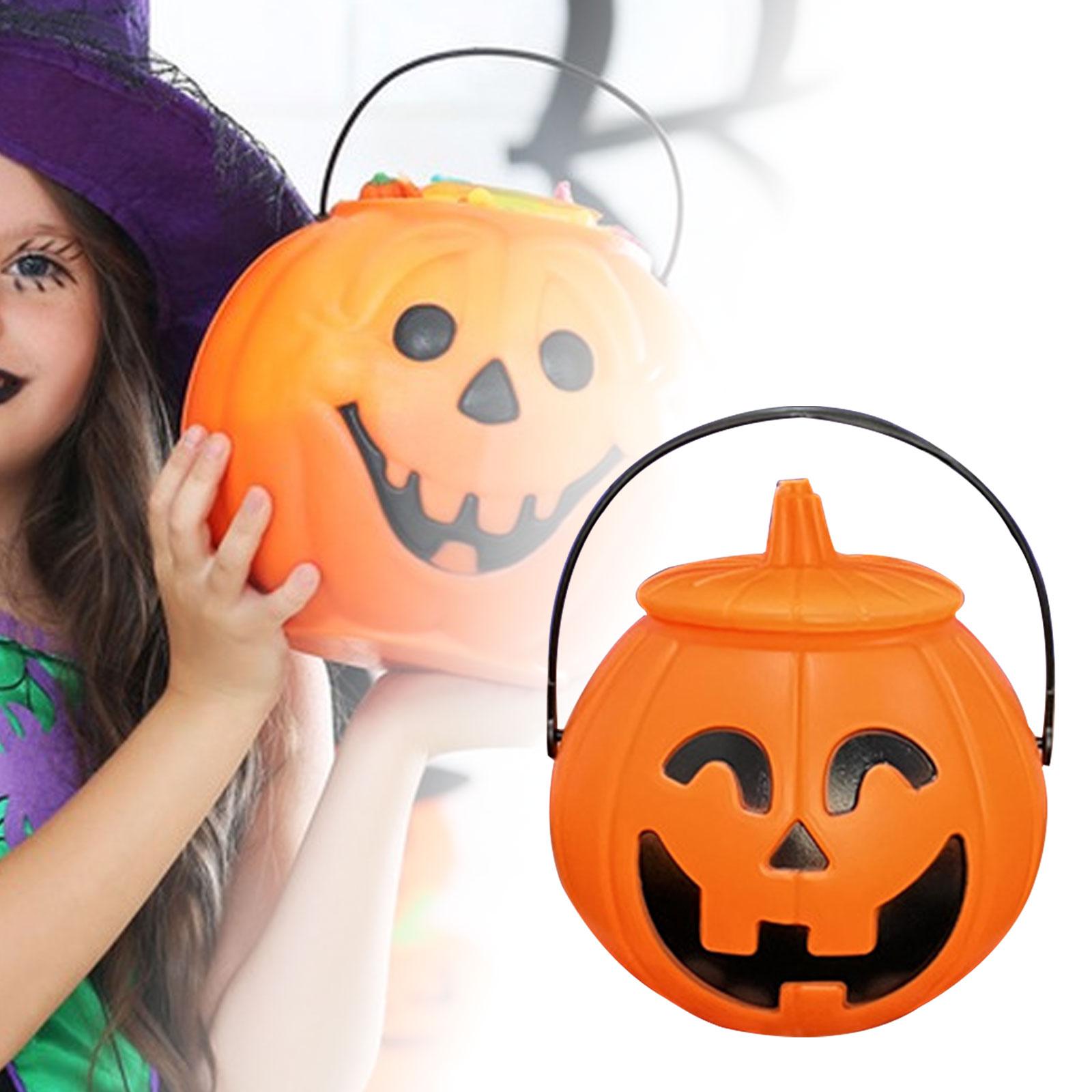 Halloween Pumpkin Buckets Props Jar with Lid Gift Basket Candy Bucket Holder