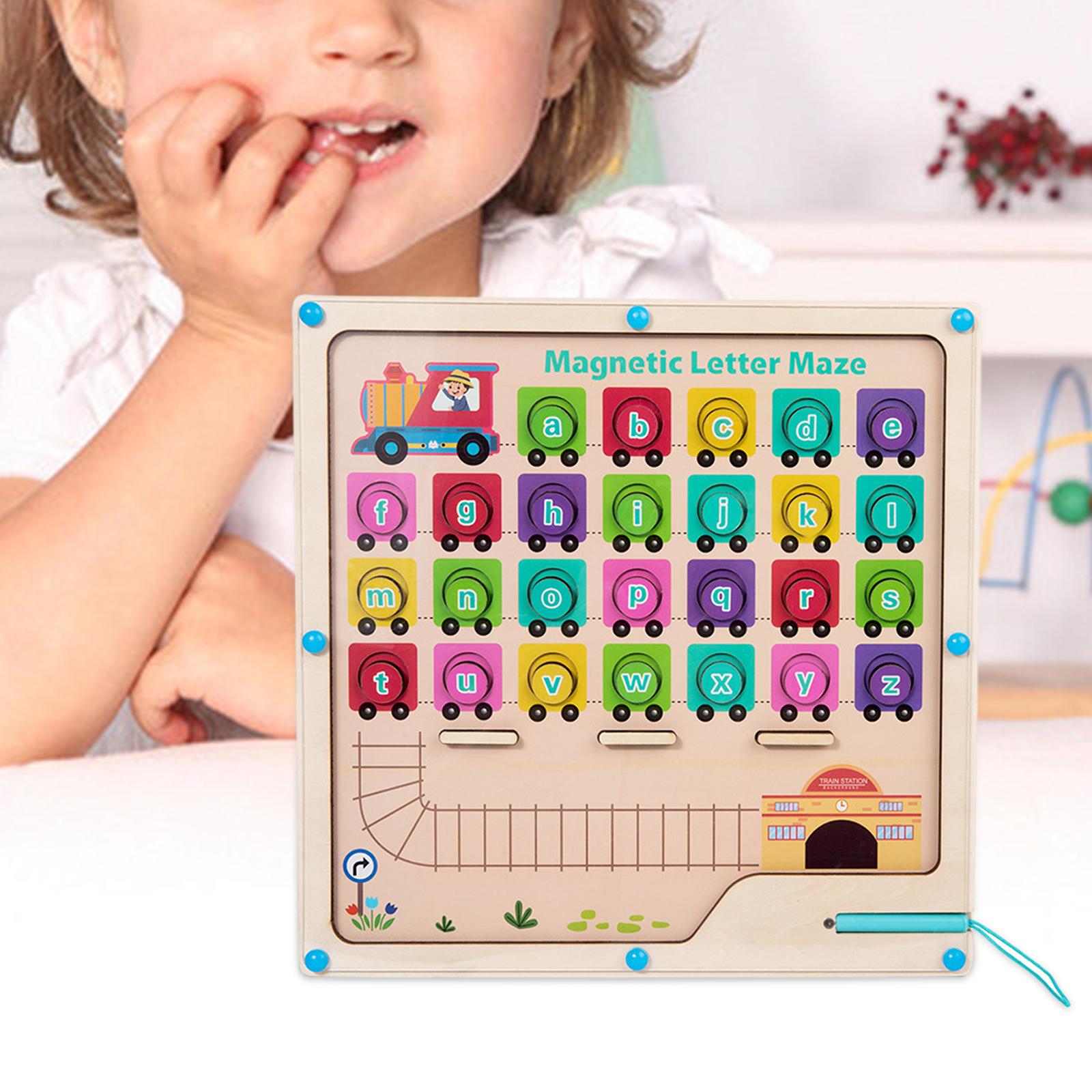 Wooden Magnetic Alphabet Maze Board Magnetic Letter Board for Game Preschool