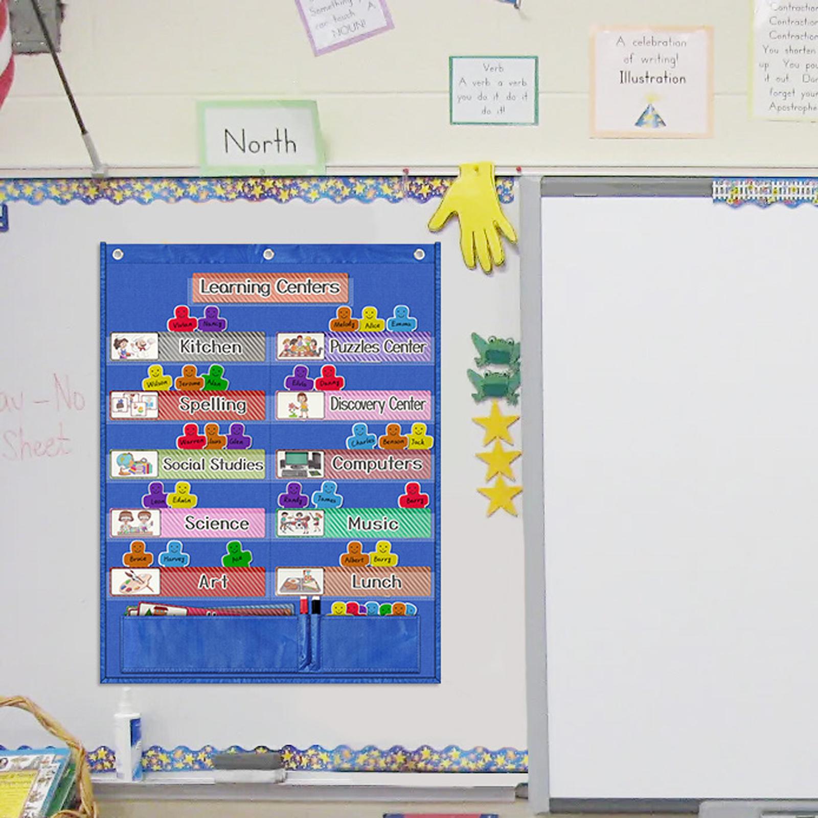 Scheduling Pocket Chart Preschool Activity Teaching Supplies Classroom Chart blue