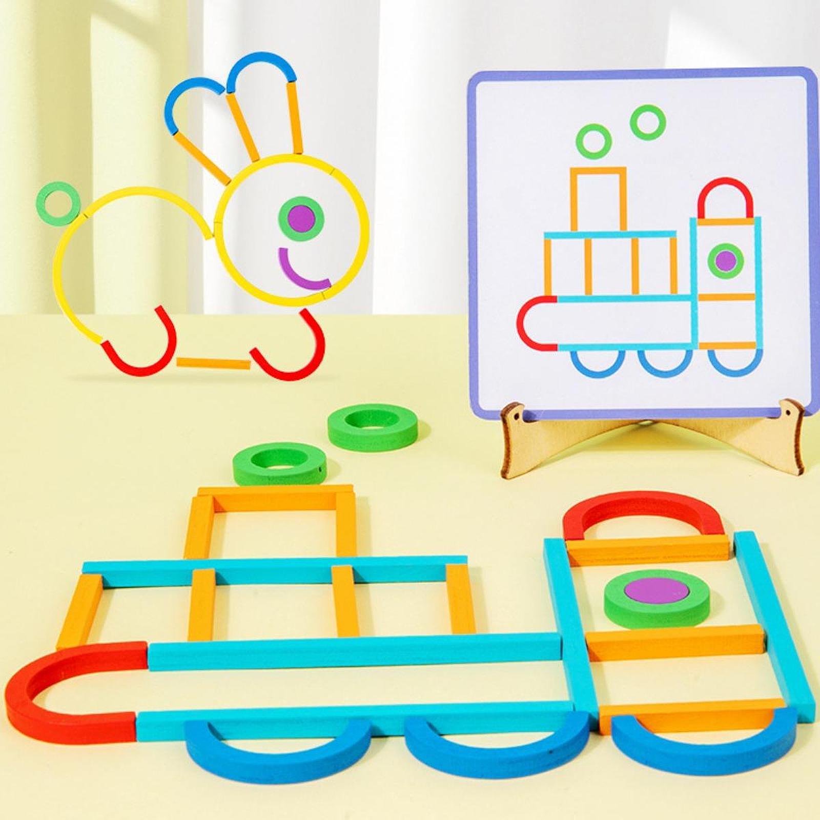 Wooden Pattern Blocks Kids Tangram Educational Toys for Kindergarten Party