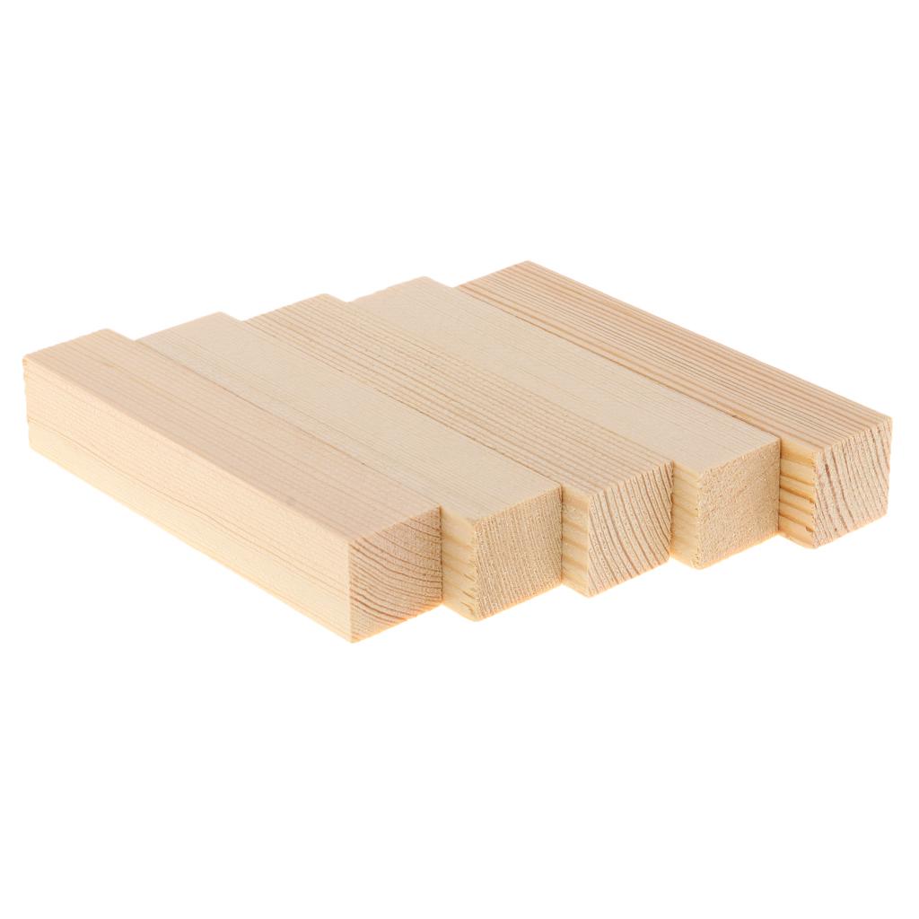 10/5x Unfinished Wood Blocks DIY Modelling Woodworking Materials 20x20x100mm