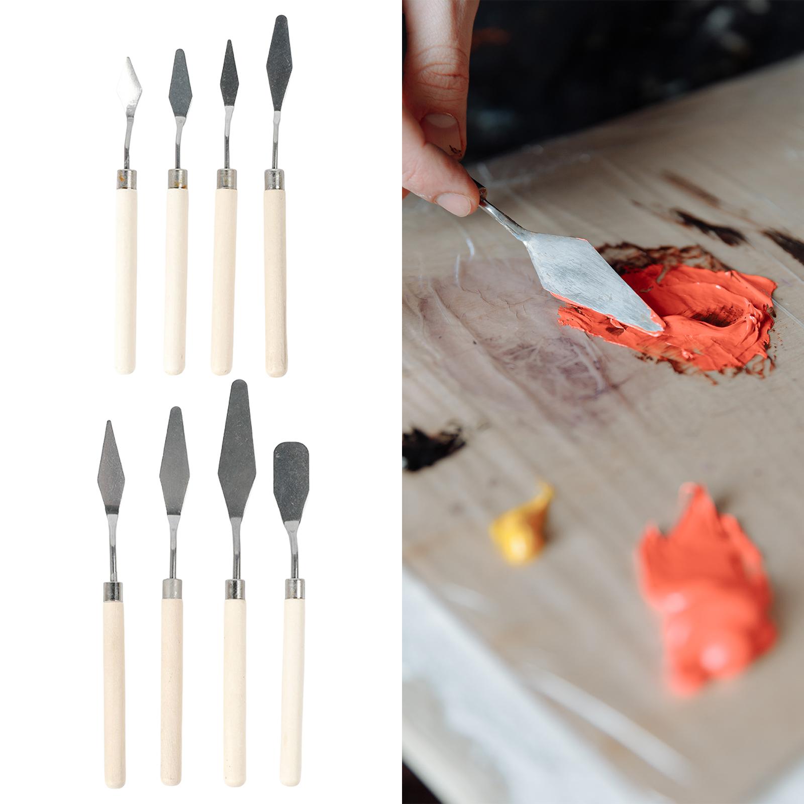 8 Pieces Painting Knives Set with Smooth Edges & Wooden Handle Palette Knife