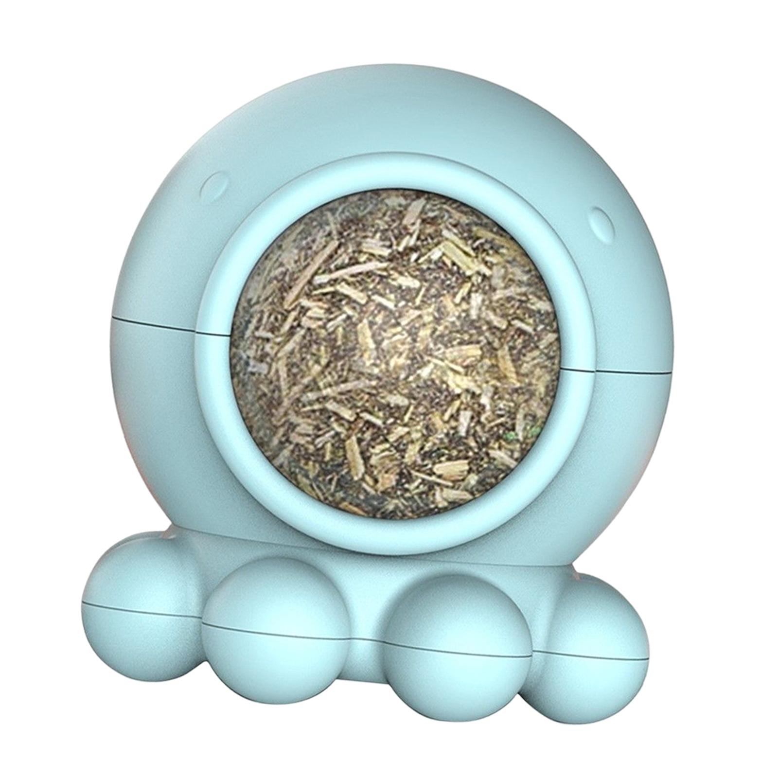 Catnip Ball Cat Licking Spherical Kitty Catnip Roller Rotating Treat Blue