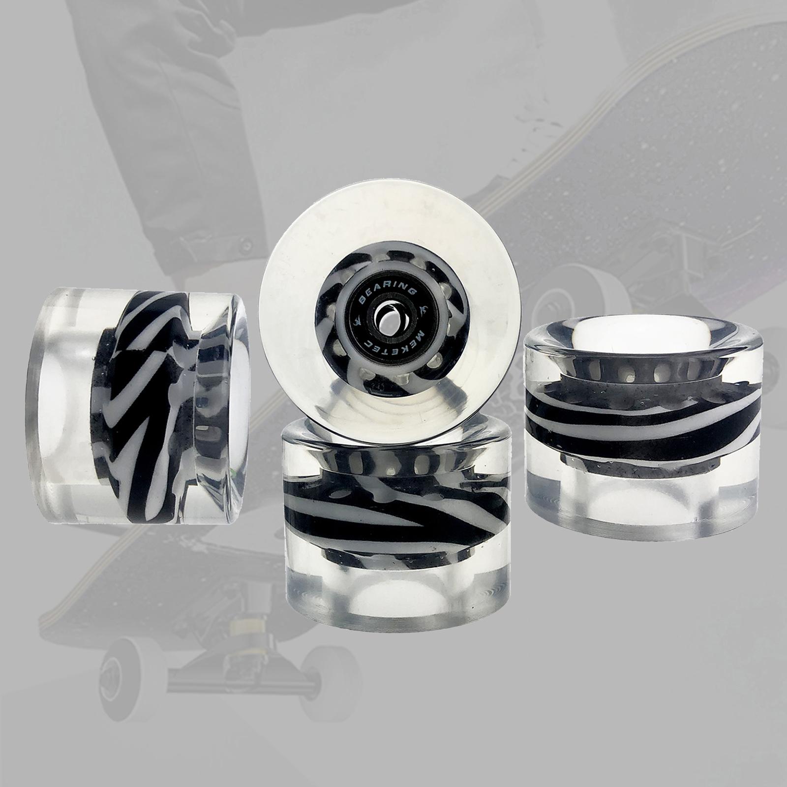 4x Skateboard Wheels Replacement 60mm Longboard Rollers Black Straight