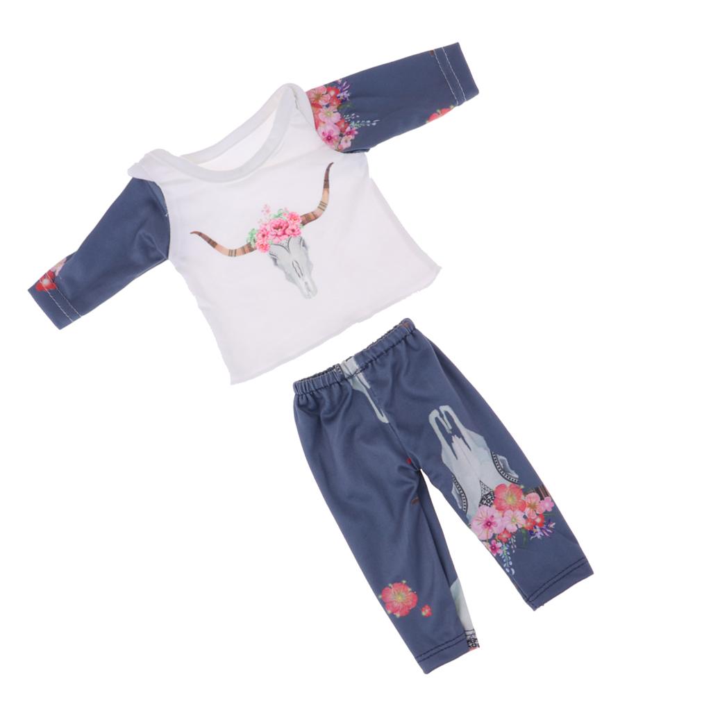 2pcs Lovely Printed Clothes Suit for 18inch Doll Accessories