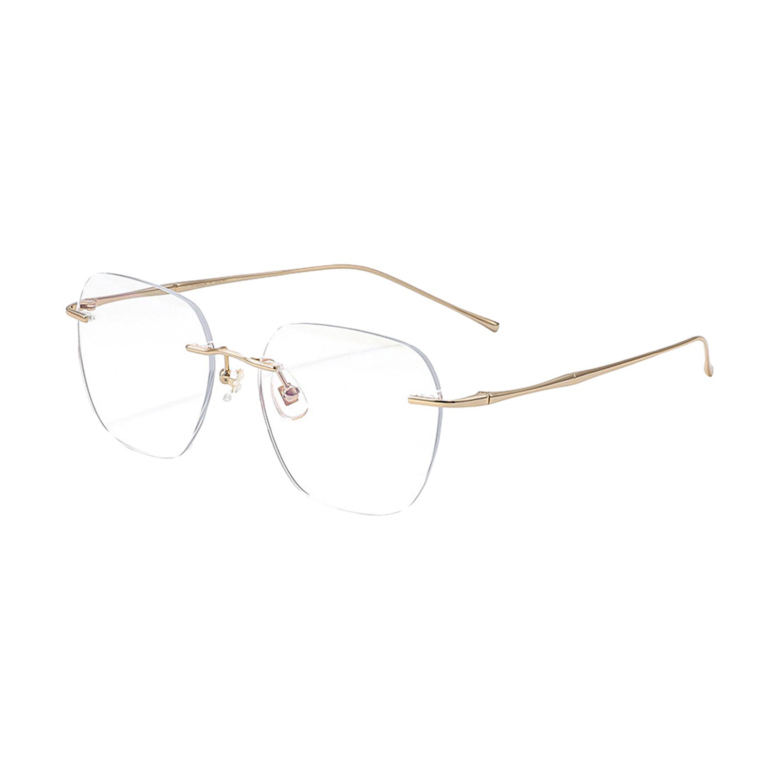 Eye Glasses Rimless Casual Fashionable Eyeglasses for Party Birthday Holiday Gold