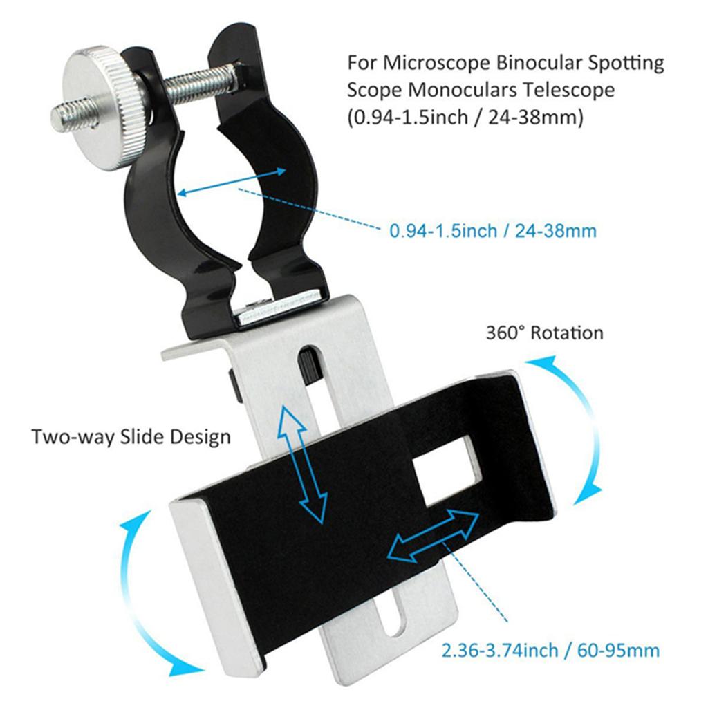 Metal Smartphone Adapter for Microscope Spotting Scope Monocular Connector