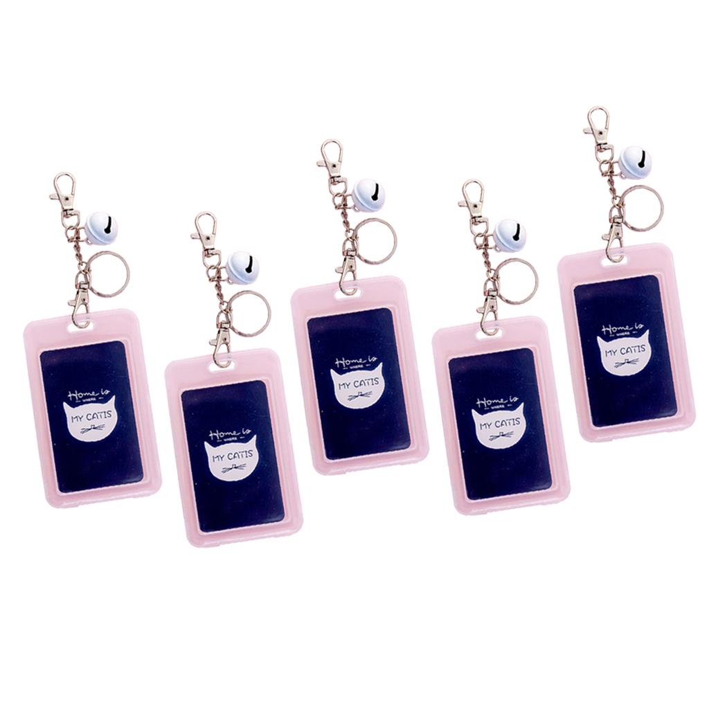 Vertical Credit Card Bus Pass ID Badge Holder Protector Black Cats