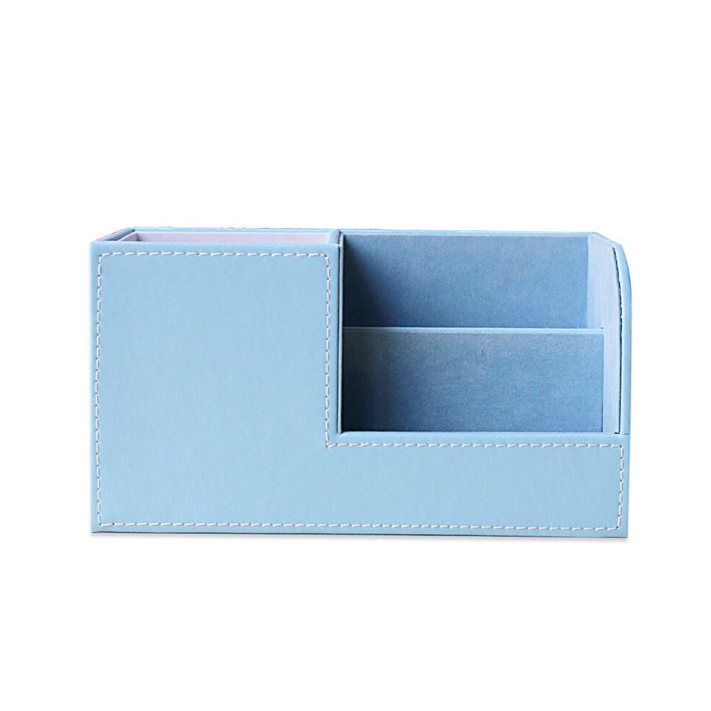 Multi-purpose Desktop Pu Leather storage box Pencils Holder Light Blue