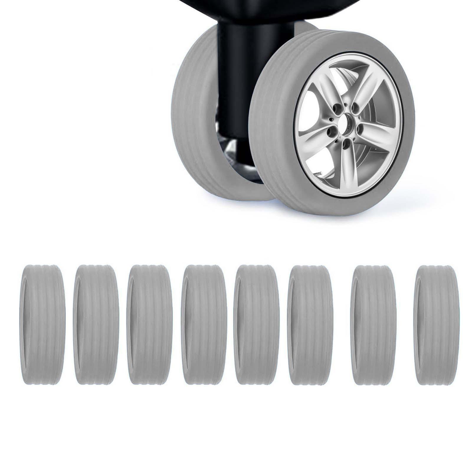 8x Silicone Suitcase Wheel Covers Protector Portable Gray