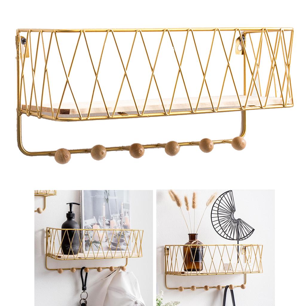 Wall Hanging Key Holder Mail Rack Coat Mail Organizer Basket golden large