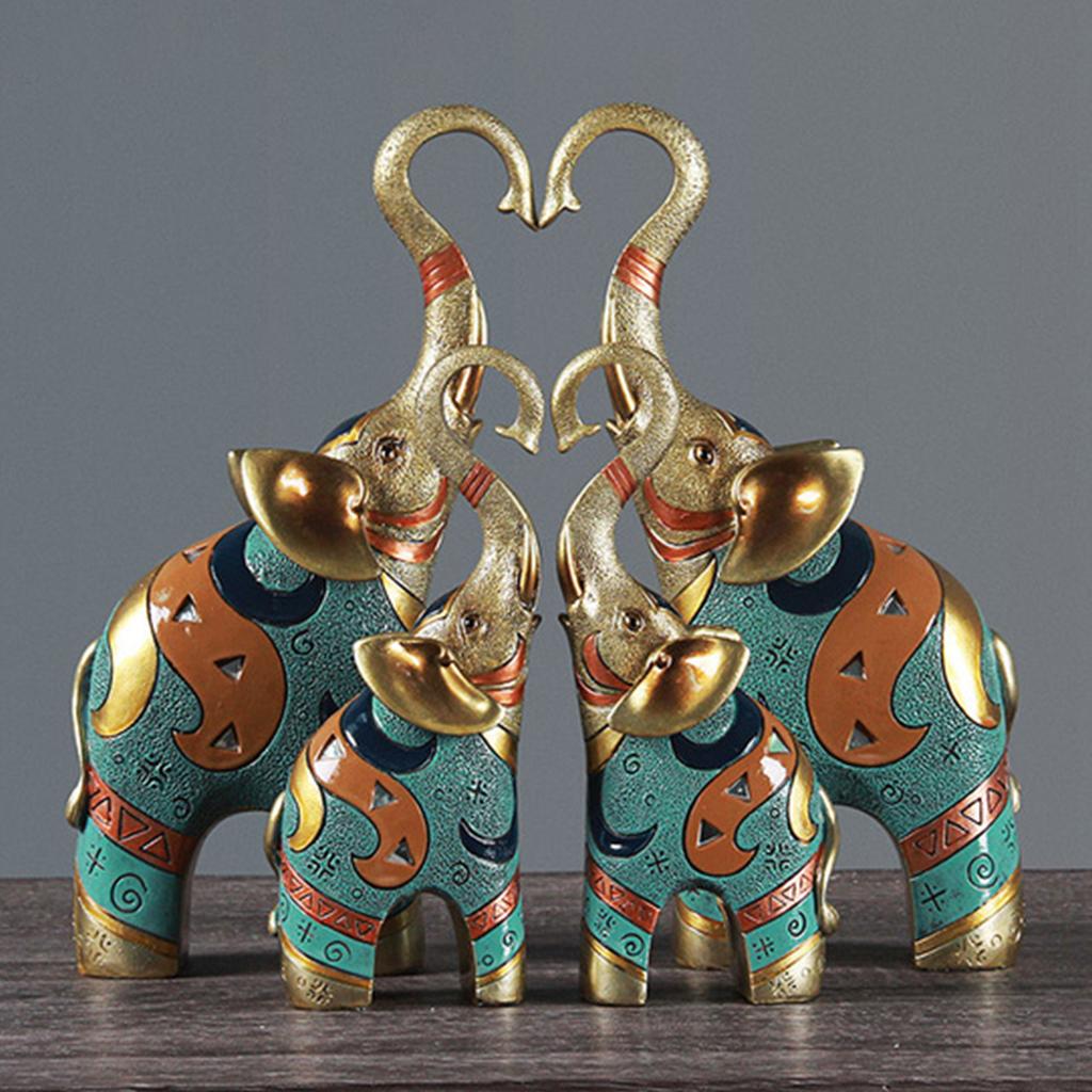 Resin Elephant Statue Elephants Sculpture Shelf Figurine Gift 1 Pair S