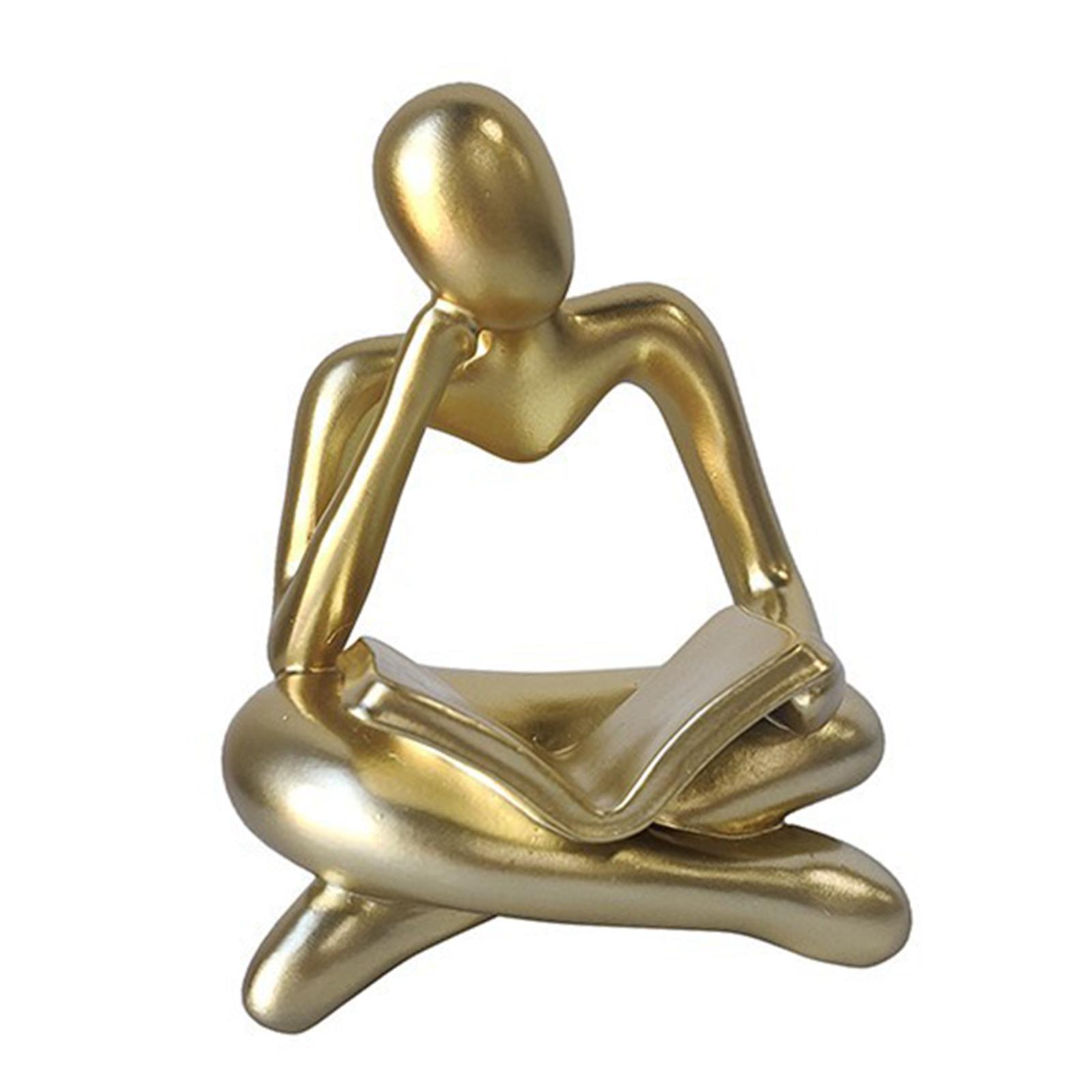 Abstract Thinker Statue Tabletop Decorative Sculpture for Home Hotel Decor Gold