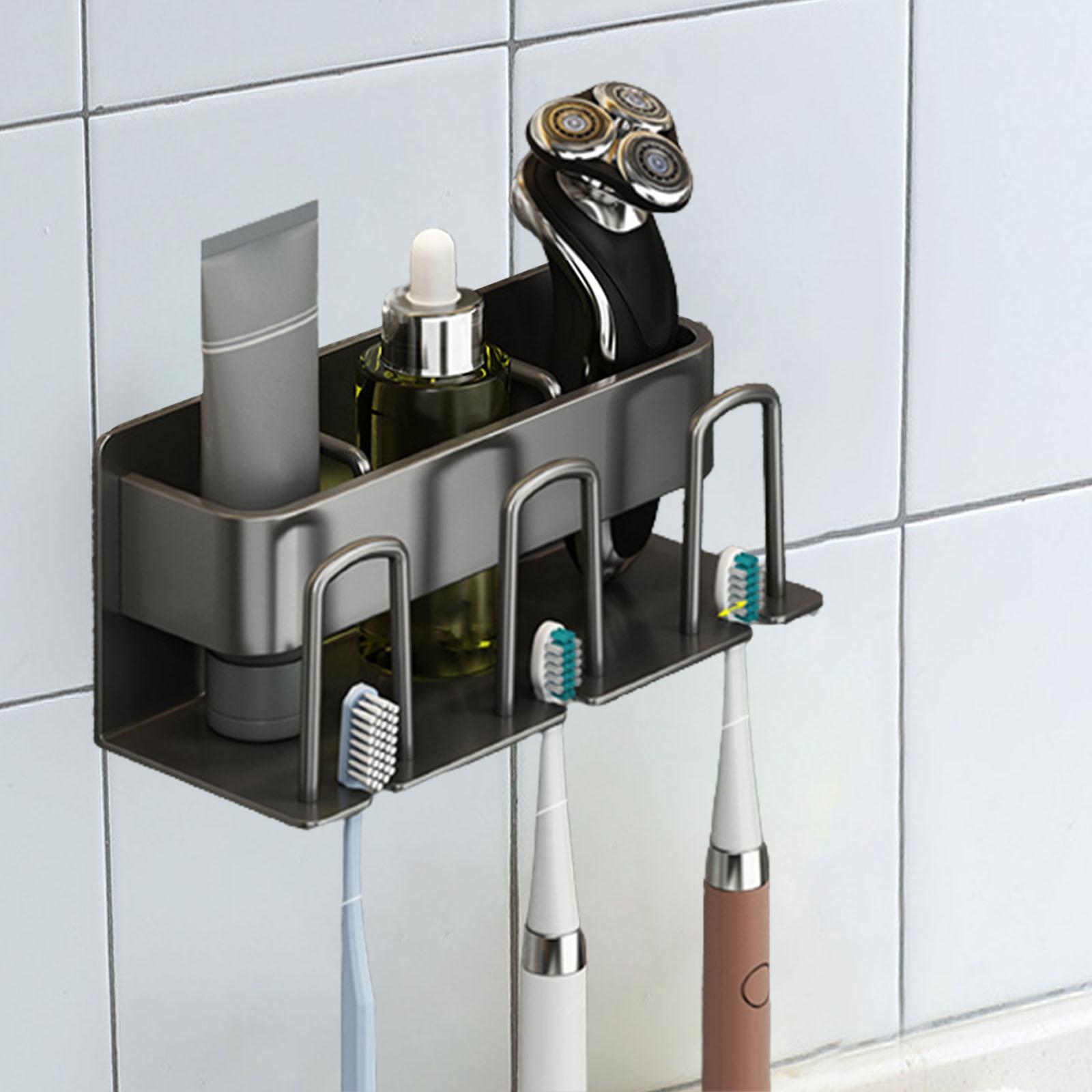 Metal Toothbrush Holder Toothbrush Toothpaste Shelf for Dormitory Washroom 3 Slots