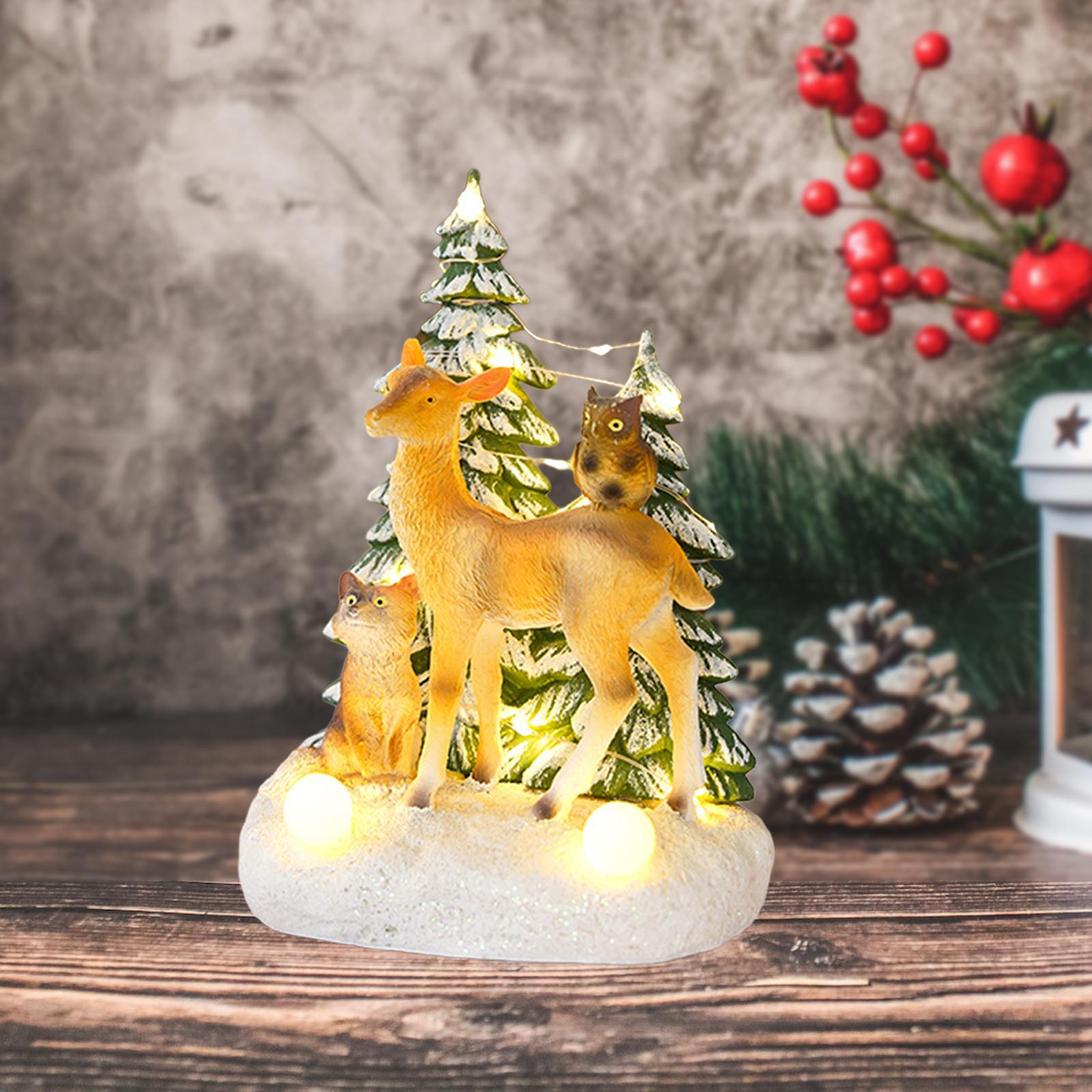 Christmas Illuminated Miniature Musical Ornament for Office Desktop Deer