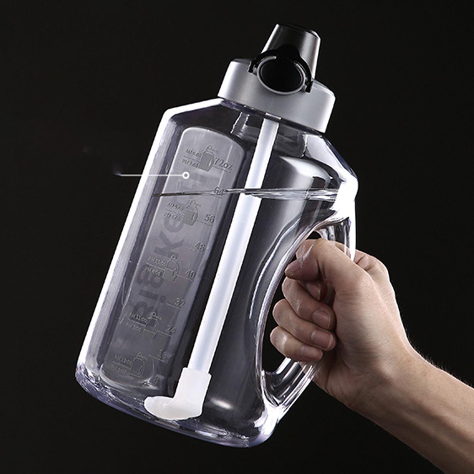 Plastic BPA Free Water Bottle Time Reminder Jug for Sports Outdoor Activity Gray