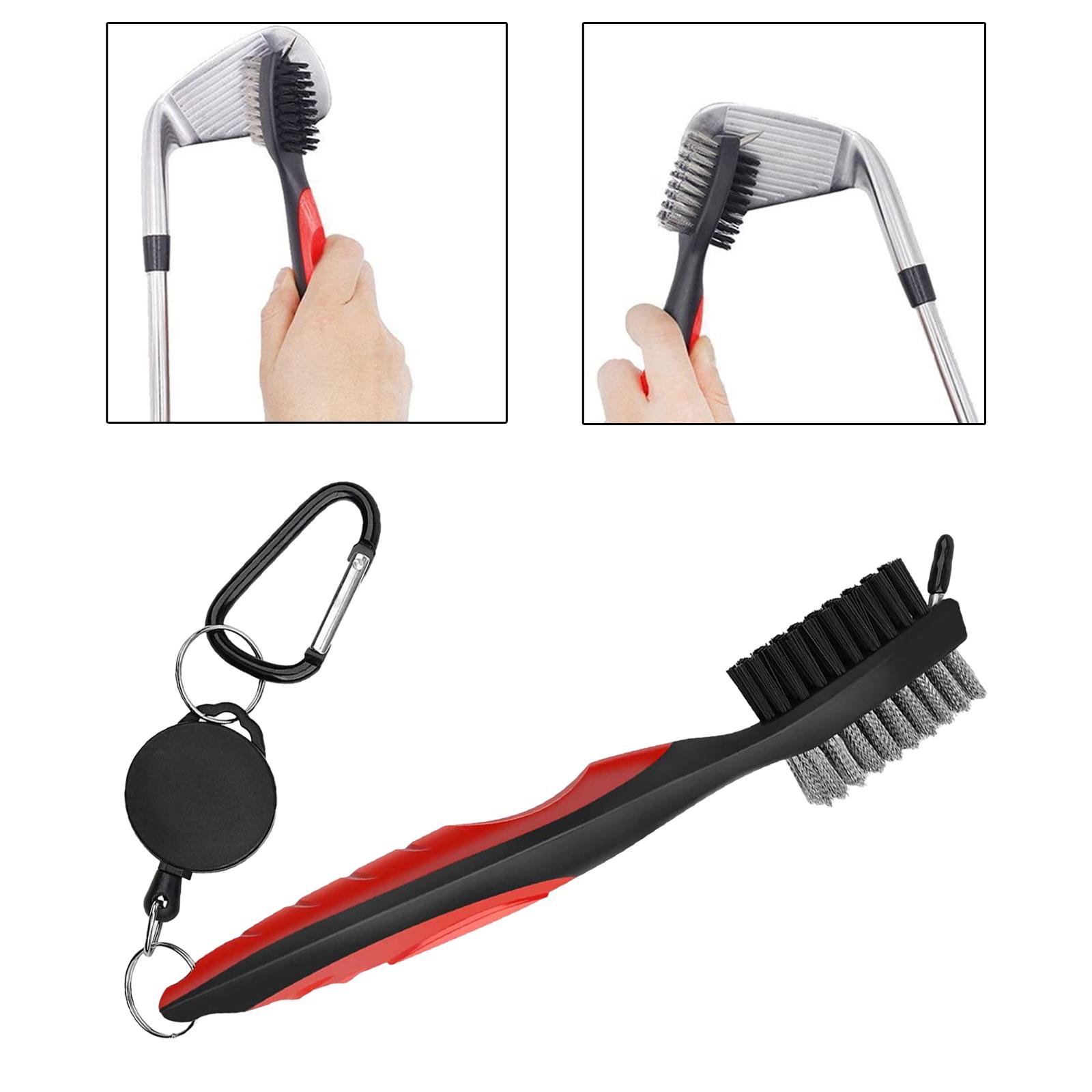 Golf Club Brush with Carabiner Groove Cleaner for Golf Accessories Red