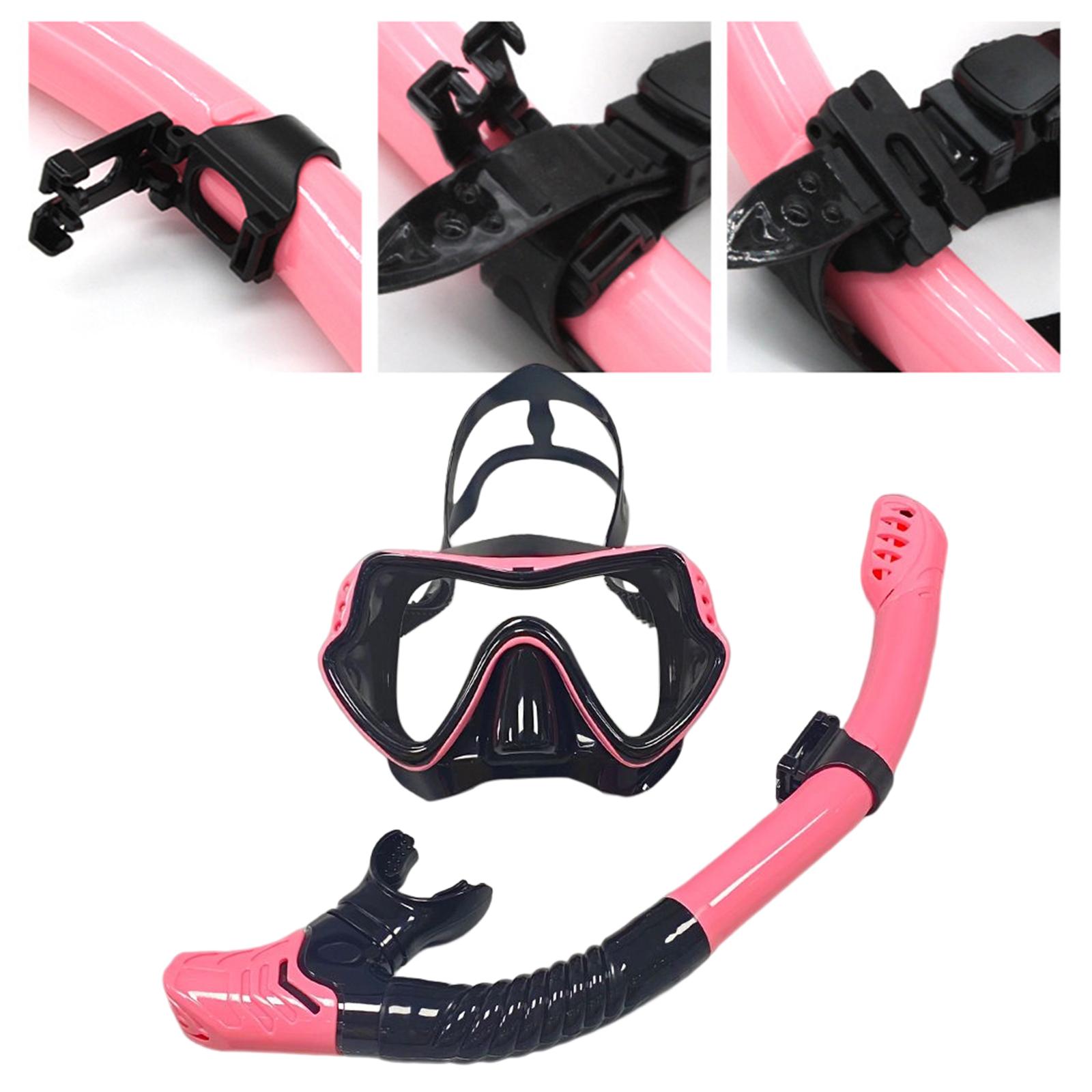 Mask Snorkel Set Scuba Diving Mask Swimming Glasses Diver Training Dive Black Pink
