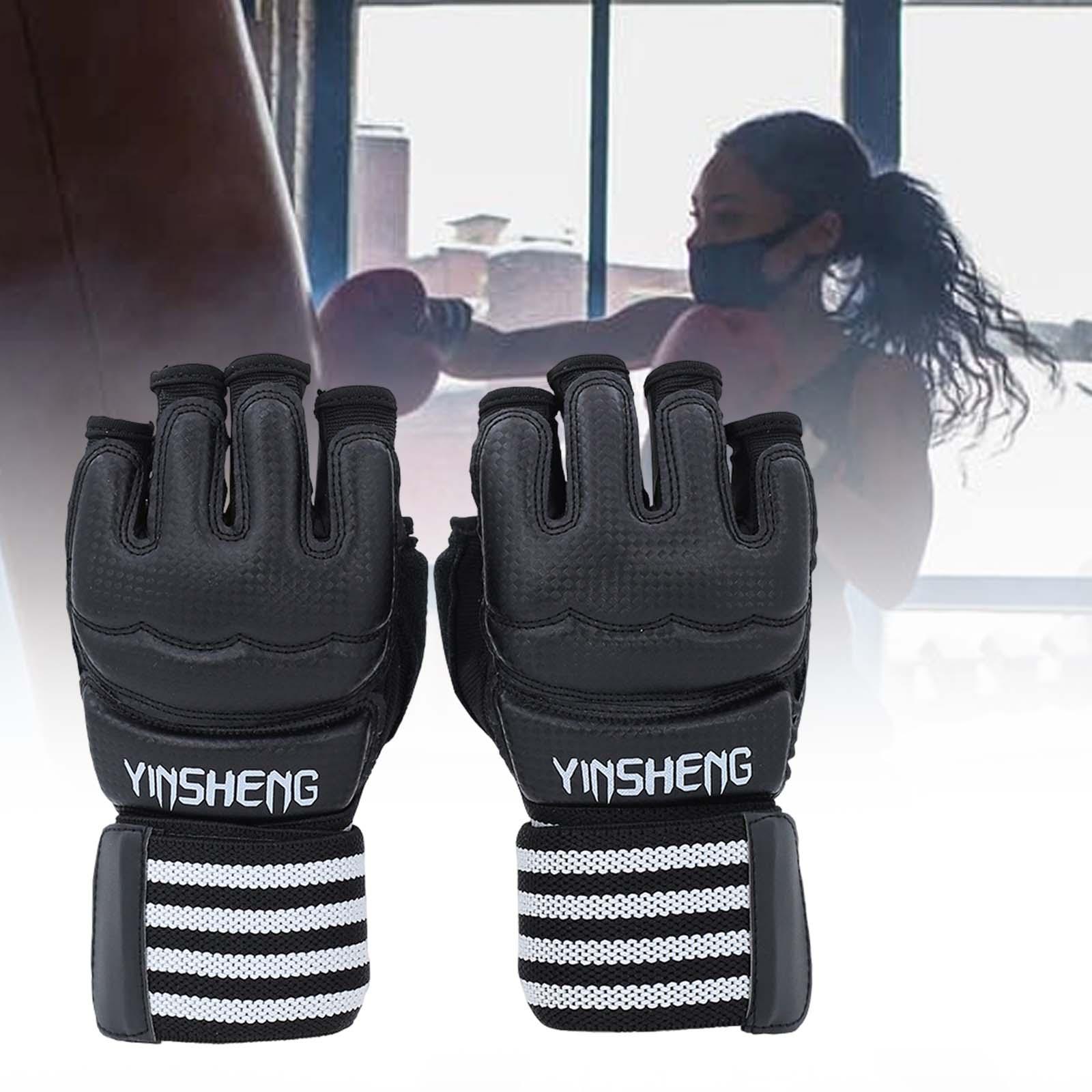 Kickboxing Gloves Half Finger Fighting Gloves for Taekwondo Punching Bag Mma XS Black