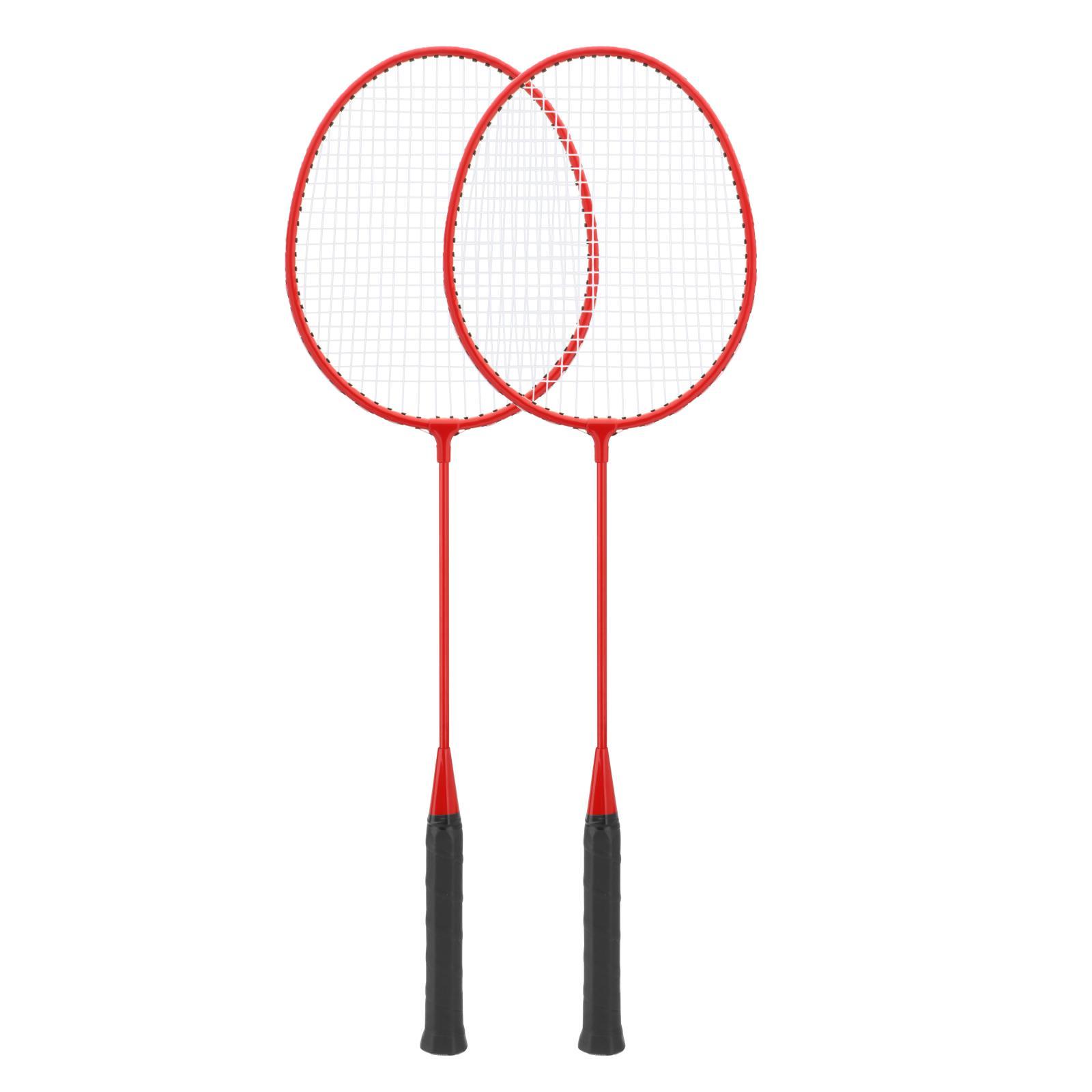 2Pcs Badminton Rackets with 3 Nylon Balls Family Training Badminton Racquets Red