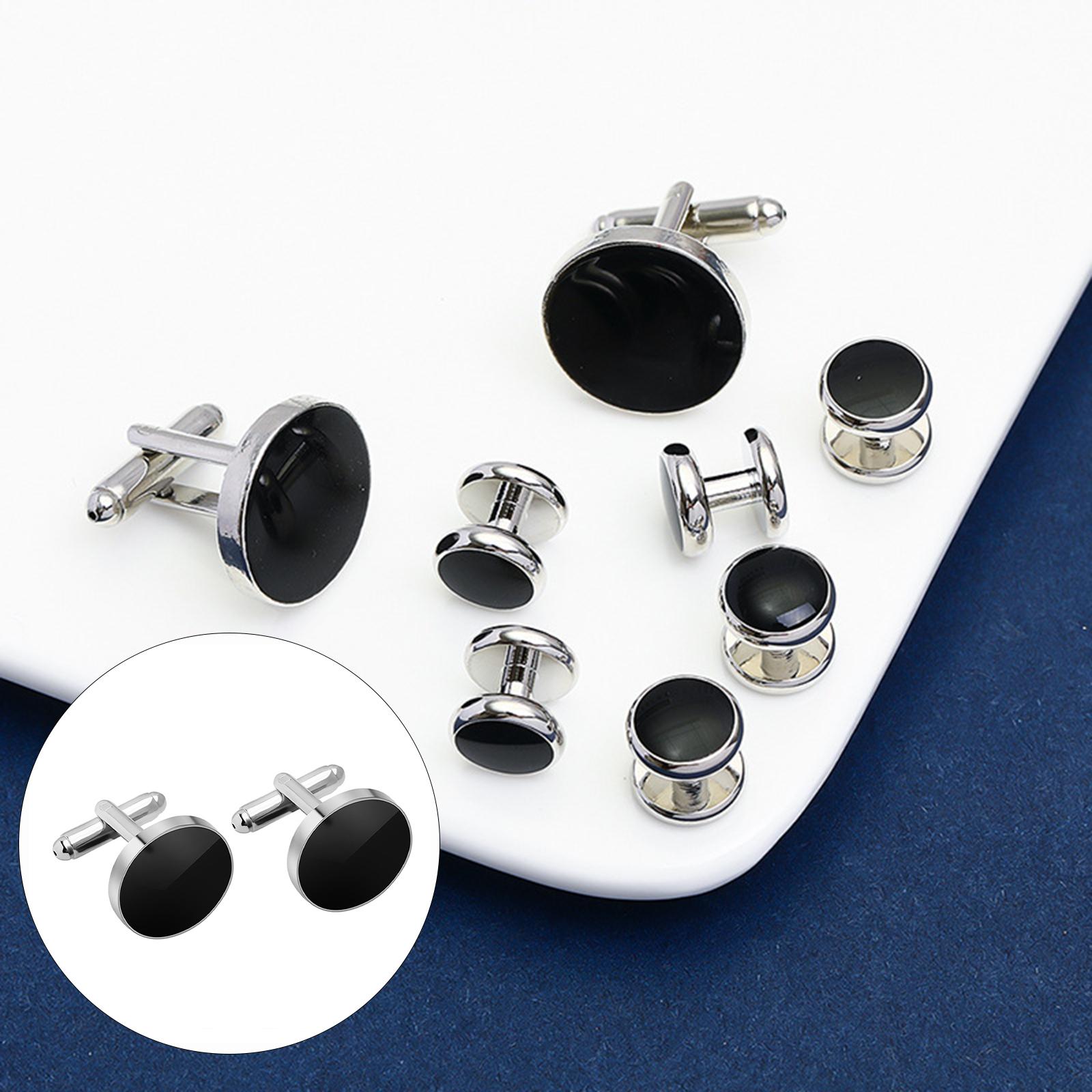 Cufflinks and Studs Set Classic for Tuxedo Shirts Men 2 Cufflinks