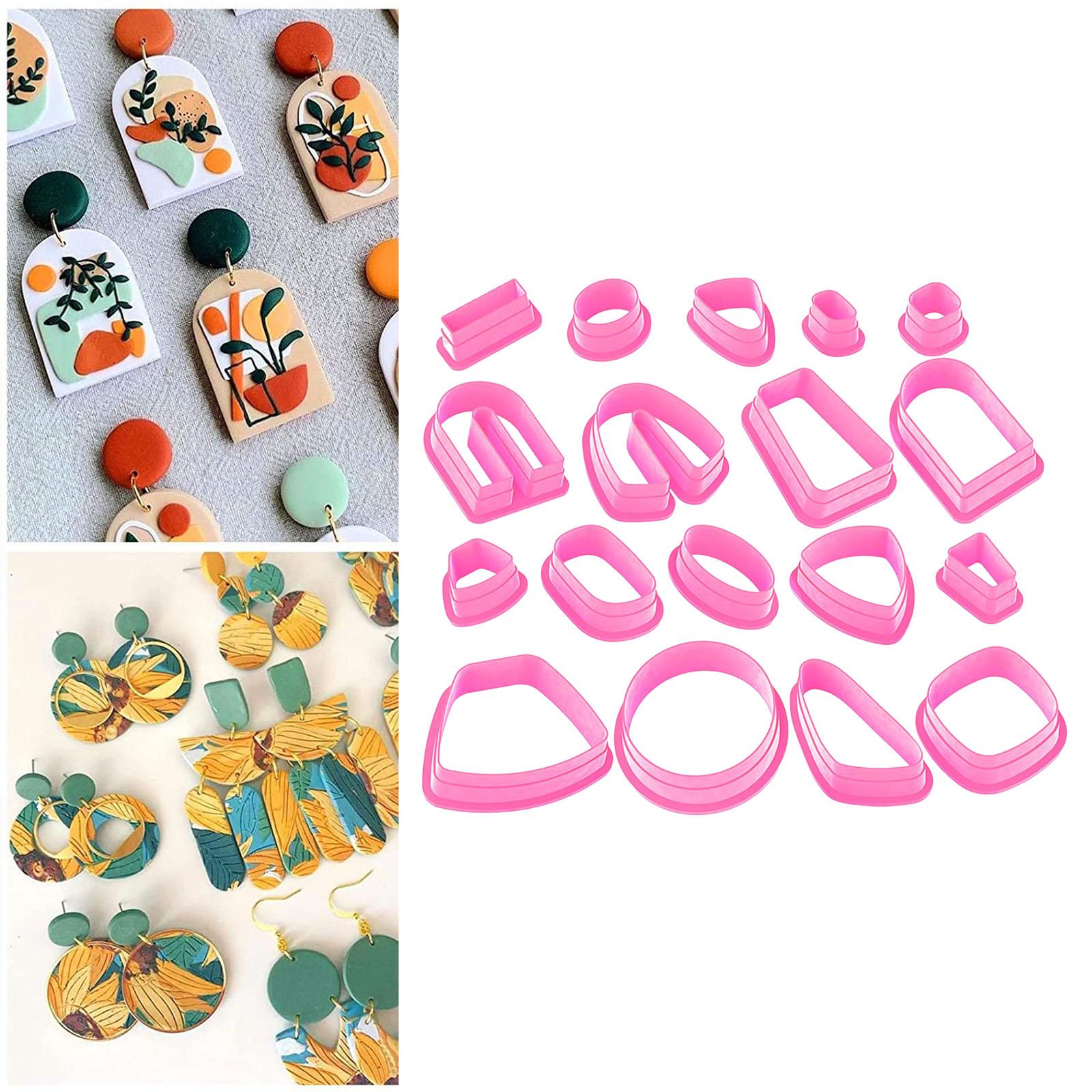 18 Pieces Plastic Polymer Clay Cutters Earring Making Kit Shapes Kids Molds