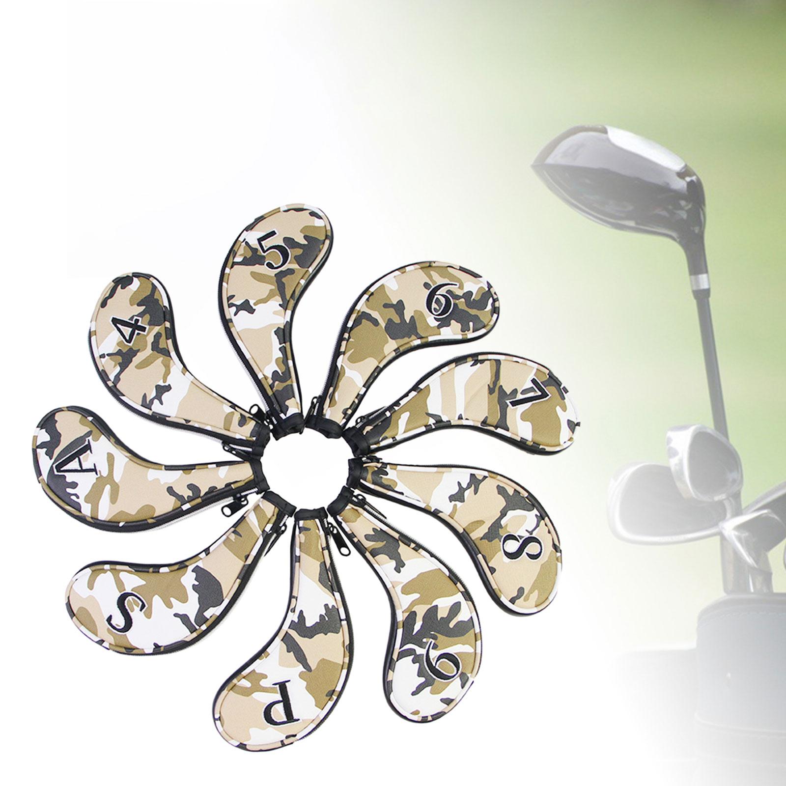 Golf Iron Headcover Set Wedges Protective Putter Iron Putter Head Cover Brown