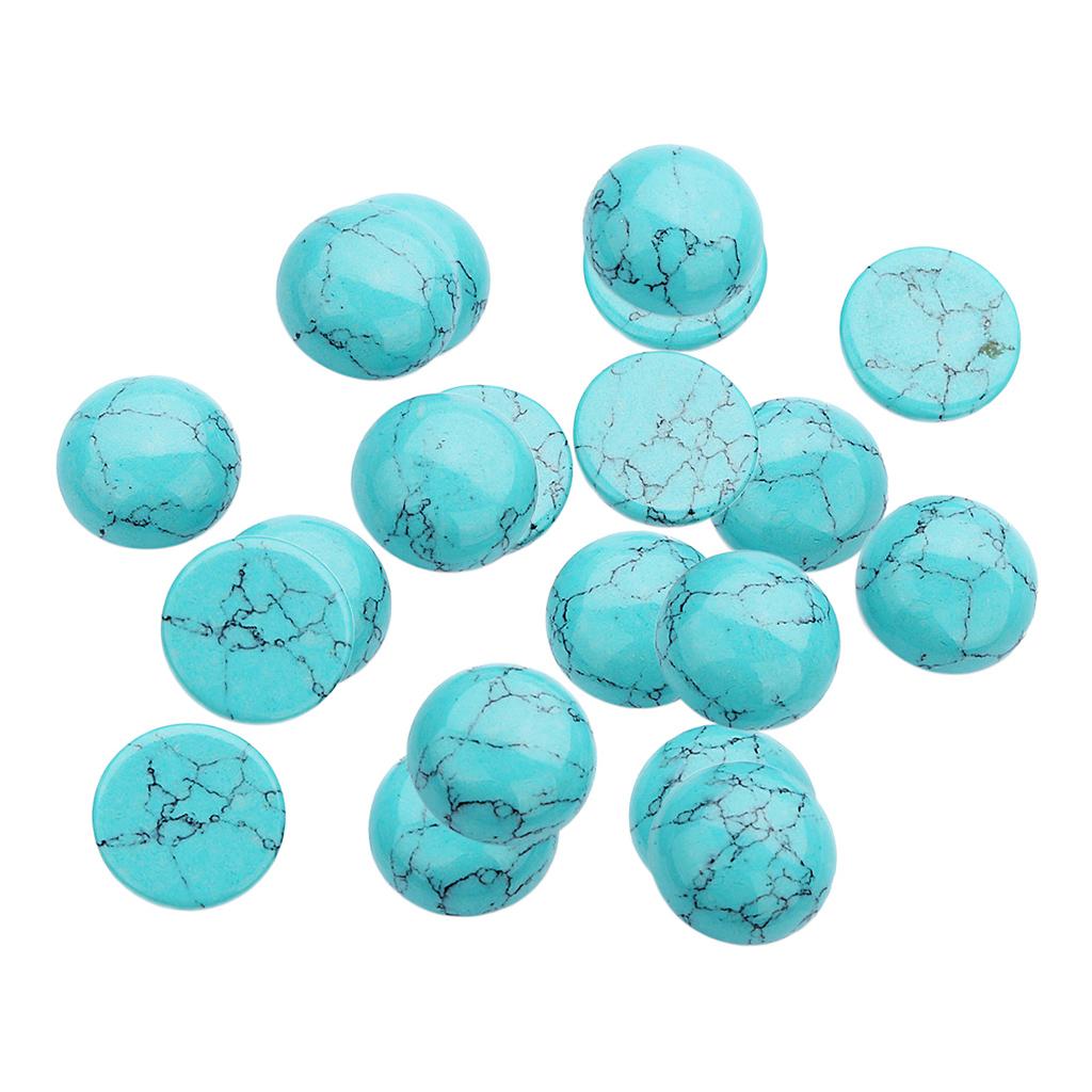 20 Pieces Blue Turquoise Gemstone Flatback Cabochons For Jewelry Making 10mm