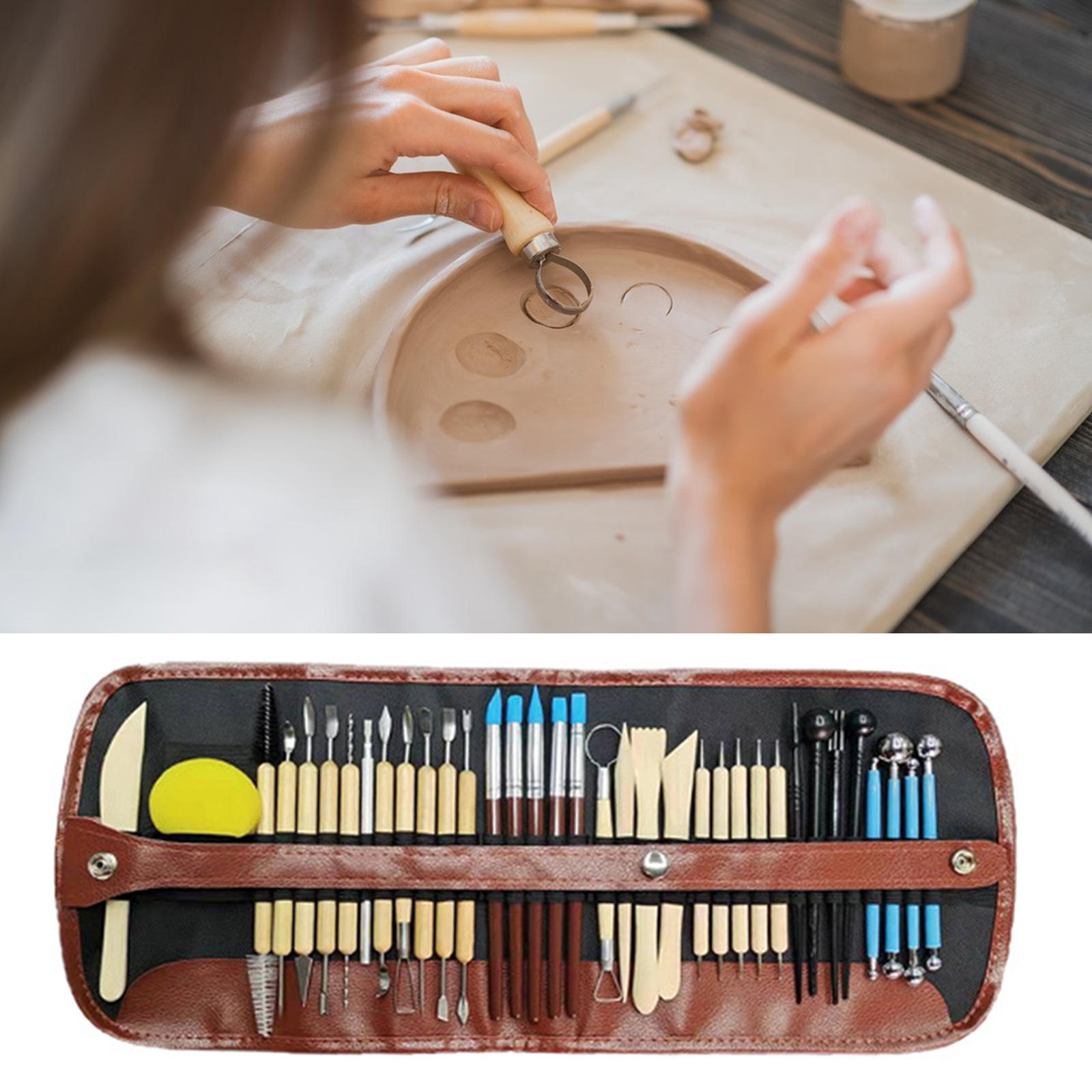 40Pcs Ceramics Clay Sculpting Tools Drawing Wooden Handle Polymer Clay Tools