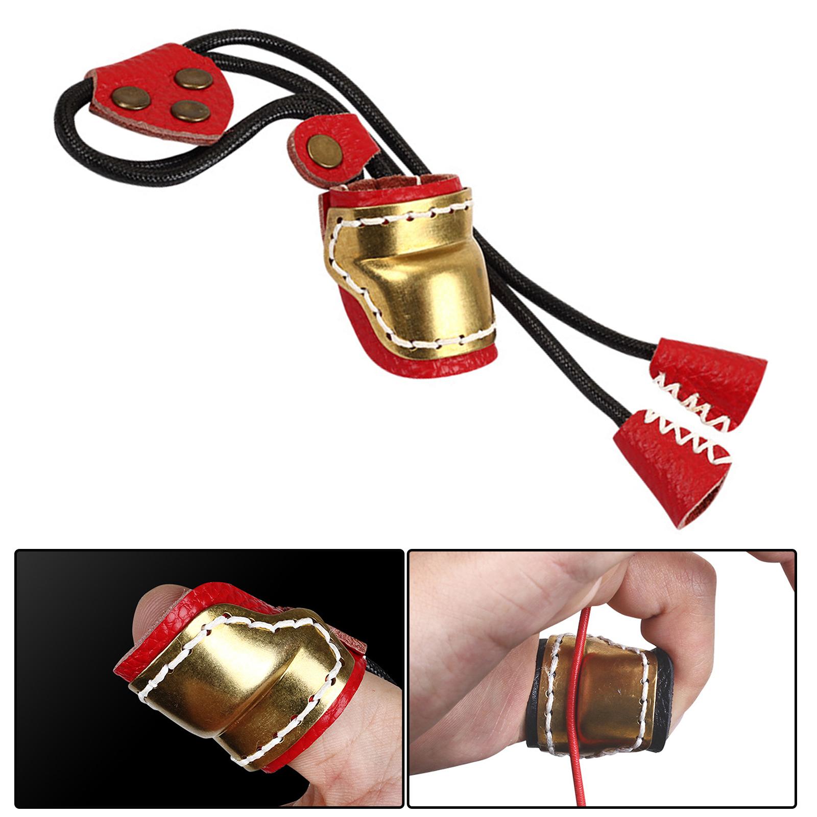 Archery Thumb Rings Brass Finger Guard Adjustable Accessory Premium Red 