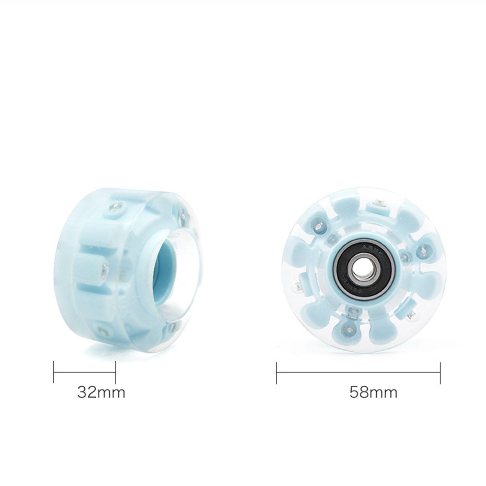 8Pcs Luminous Roller Skate Wheels Indoor Parts Skateboard Bearings Installed Blue