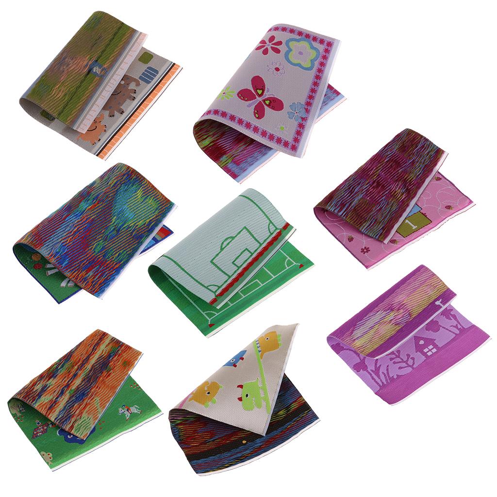 2x1/12 Dollhouse Miniature Rug Cartoon Style Carpet Embroidery Cloth Mat #1