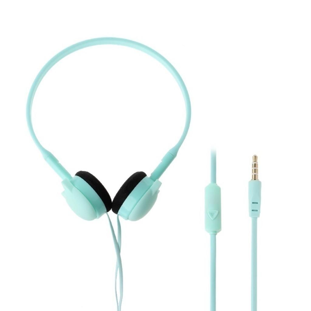 Cute Over-Ear Headsets Cat Face Shape Headphones 3.5mm Earphones Green