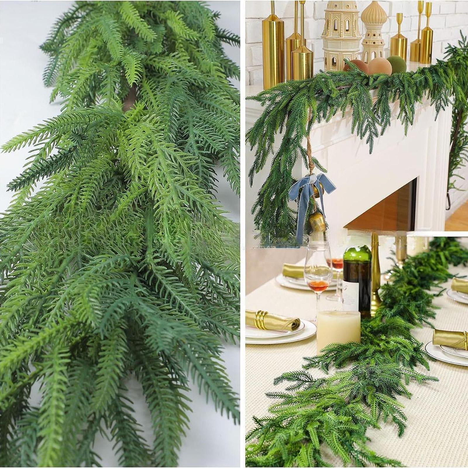 Christmas Greenery Garland Party Xmas Stairs Artificial Norfolk Pine Garland 180cm