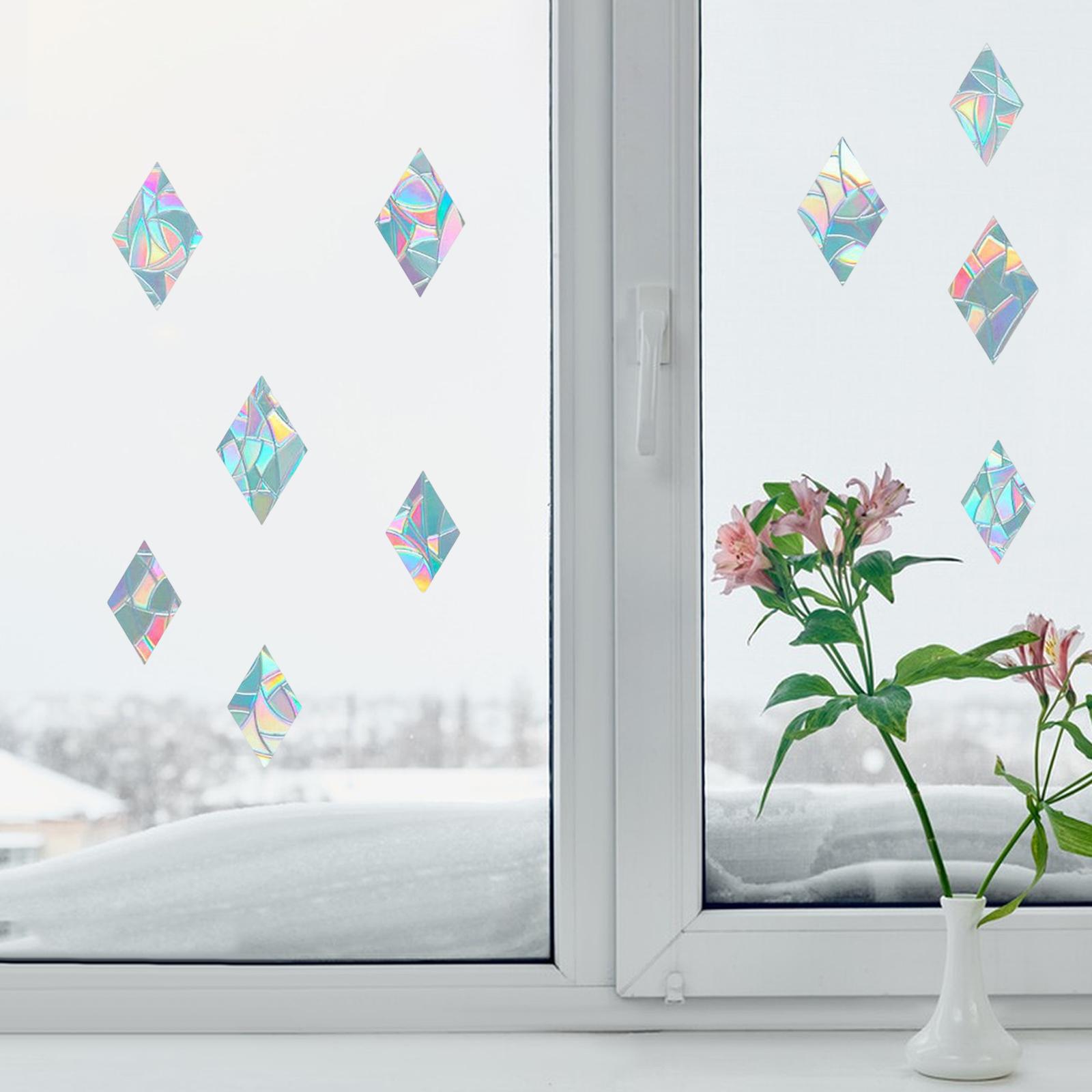 Static Rainbow Window Clings Stickers Decal Art Decor DIY Supplies Mural 10pcs Rhombus