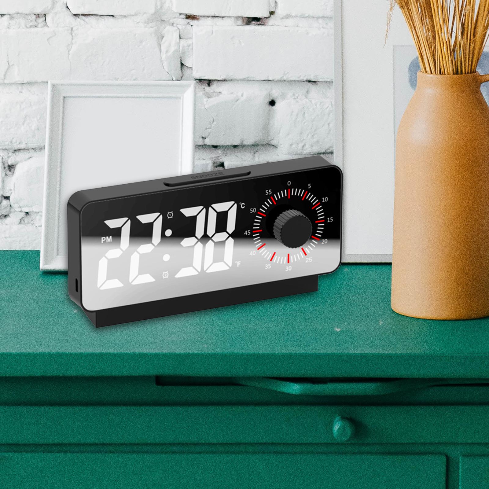 Digital Alarm Clock Modern Large Display LED Clock for Bedroom Black Red Light  