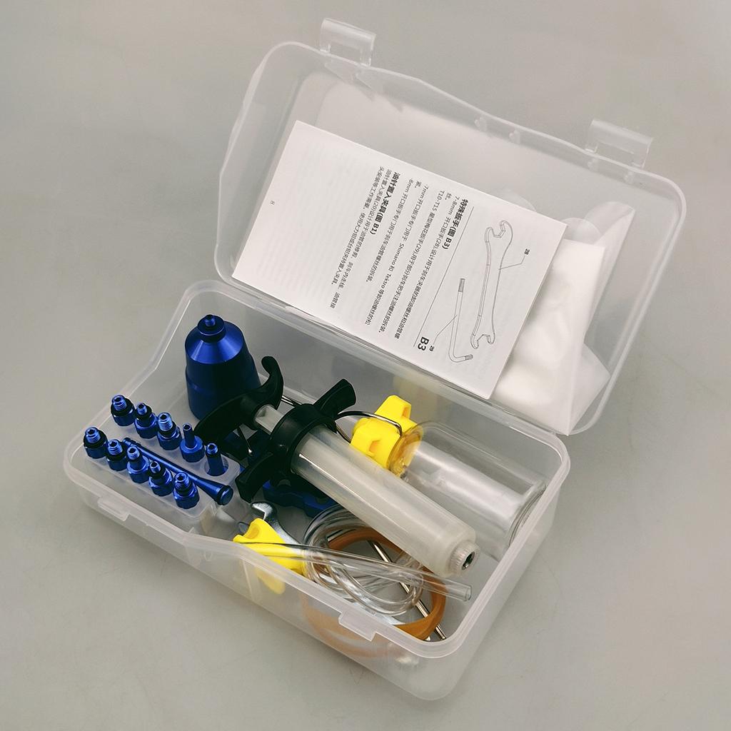 Deluxe Bike Hydraulic Brake Bleed Kit Bicycle Oiling Syringe Funnels Blue