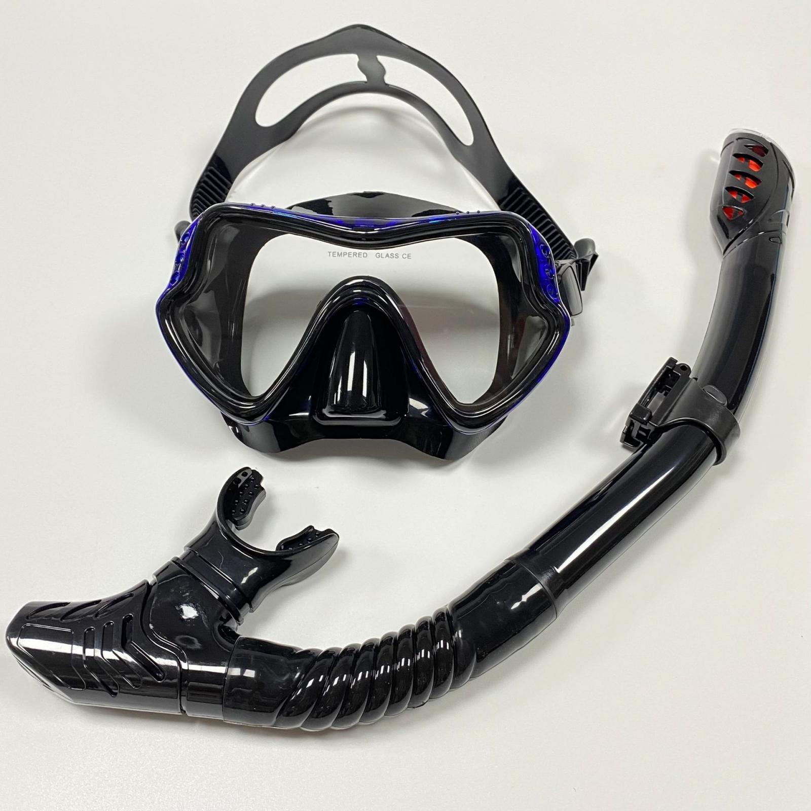 Mask Snorkel Set Scuba Diving Mask Swimming Glasses Diver Training Dive Black Blue